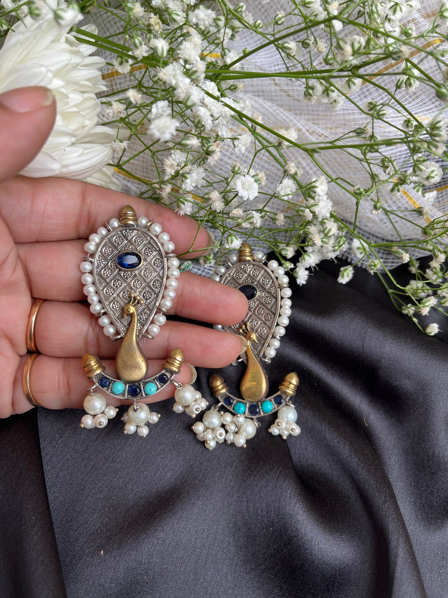 Blue Mohini Silver Earring