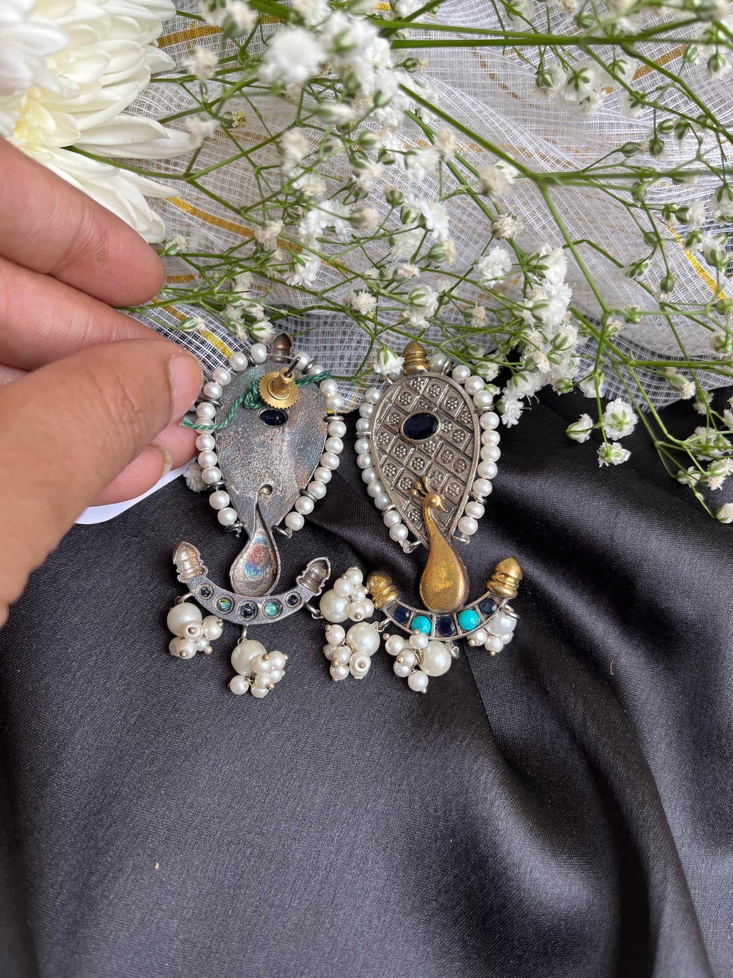 Blue Mohini Silver Earring