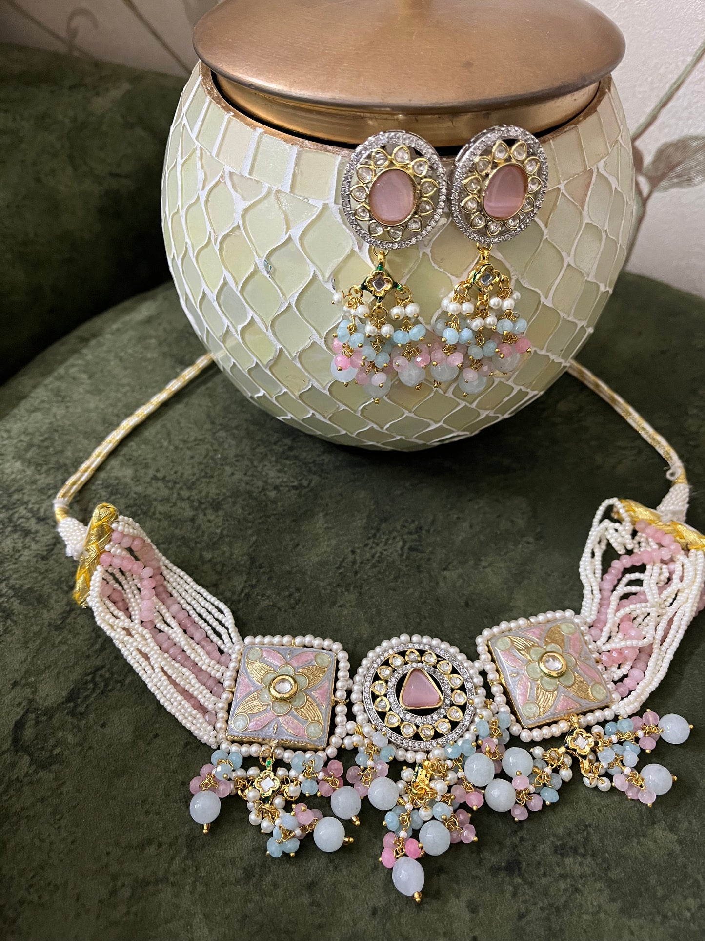 Pink Meena Necklace