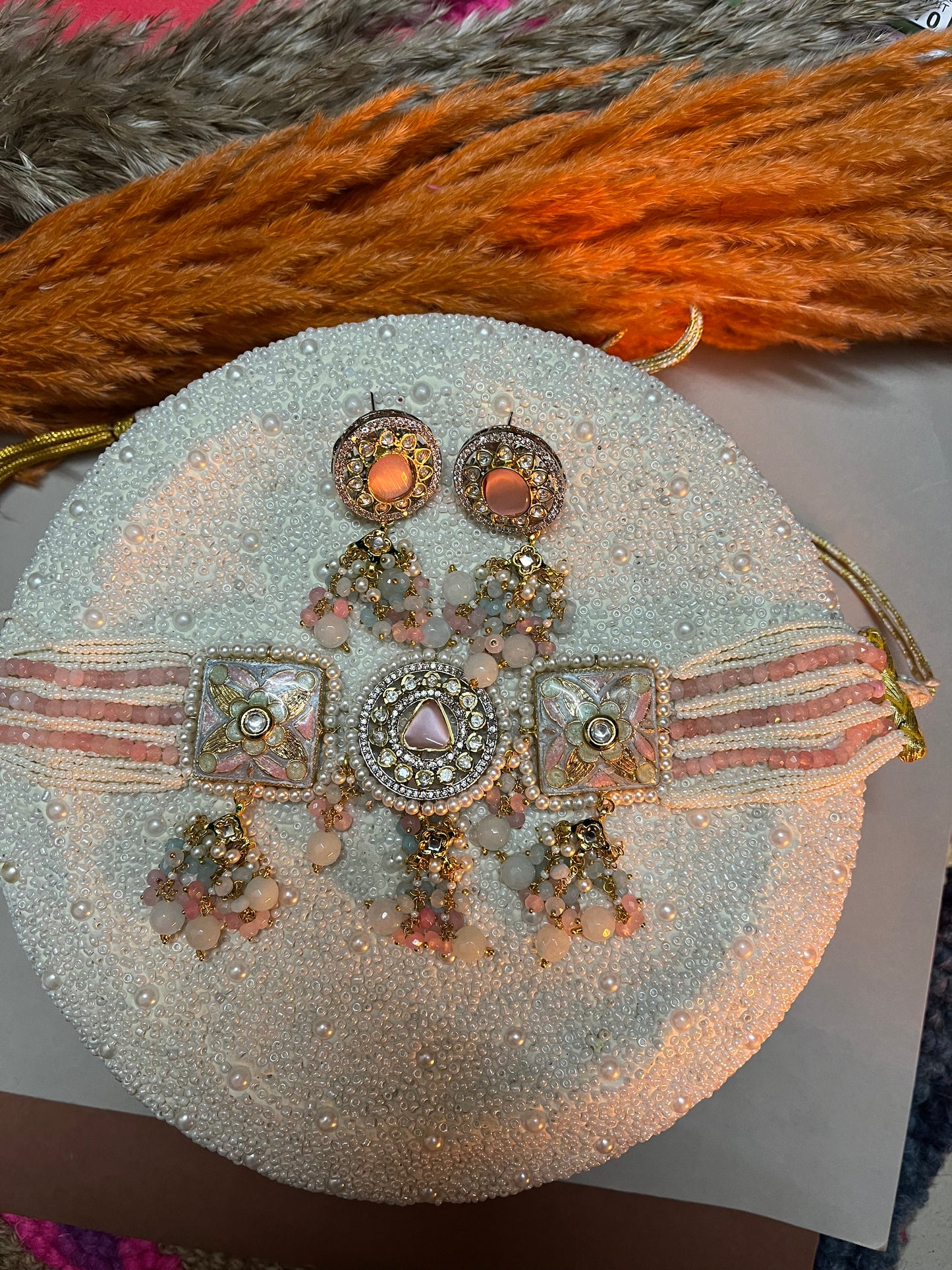 Pink Meena Necklace