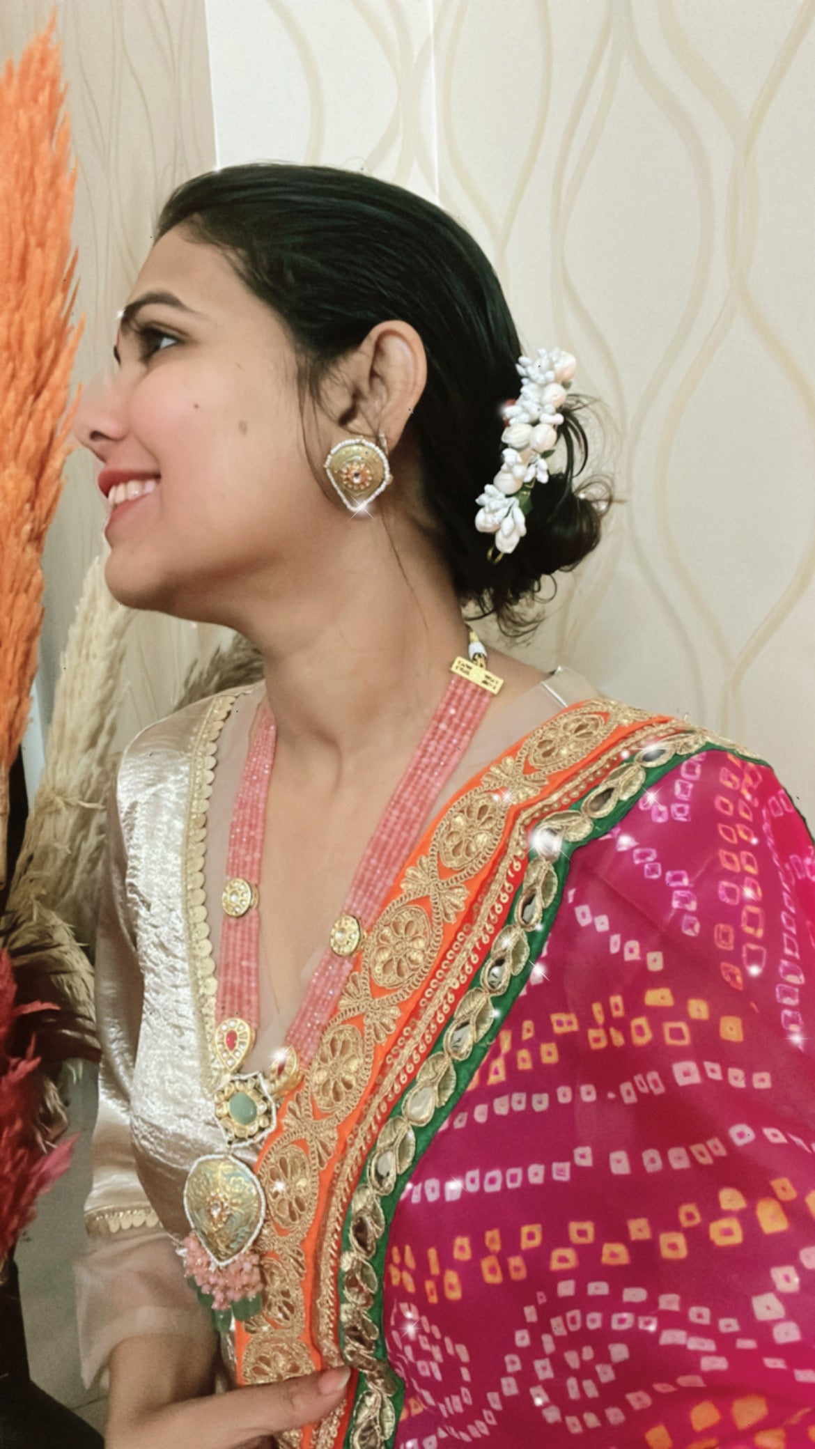 Peach Meena Necklace Set