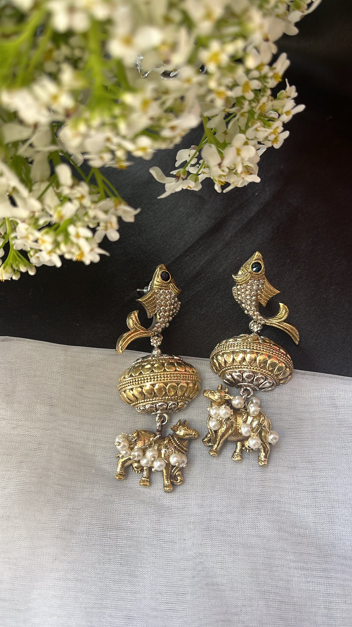 Dilkash Matsya Silver Earring