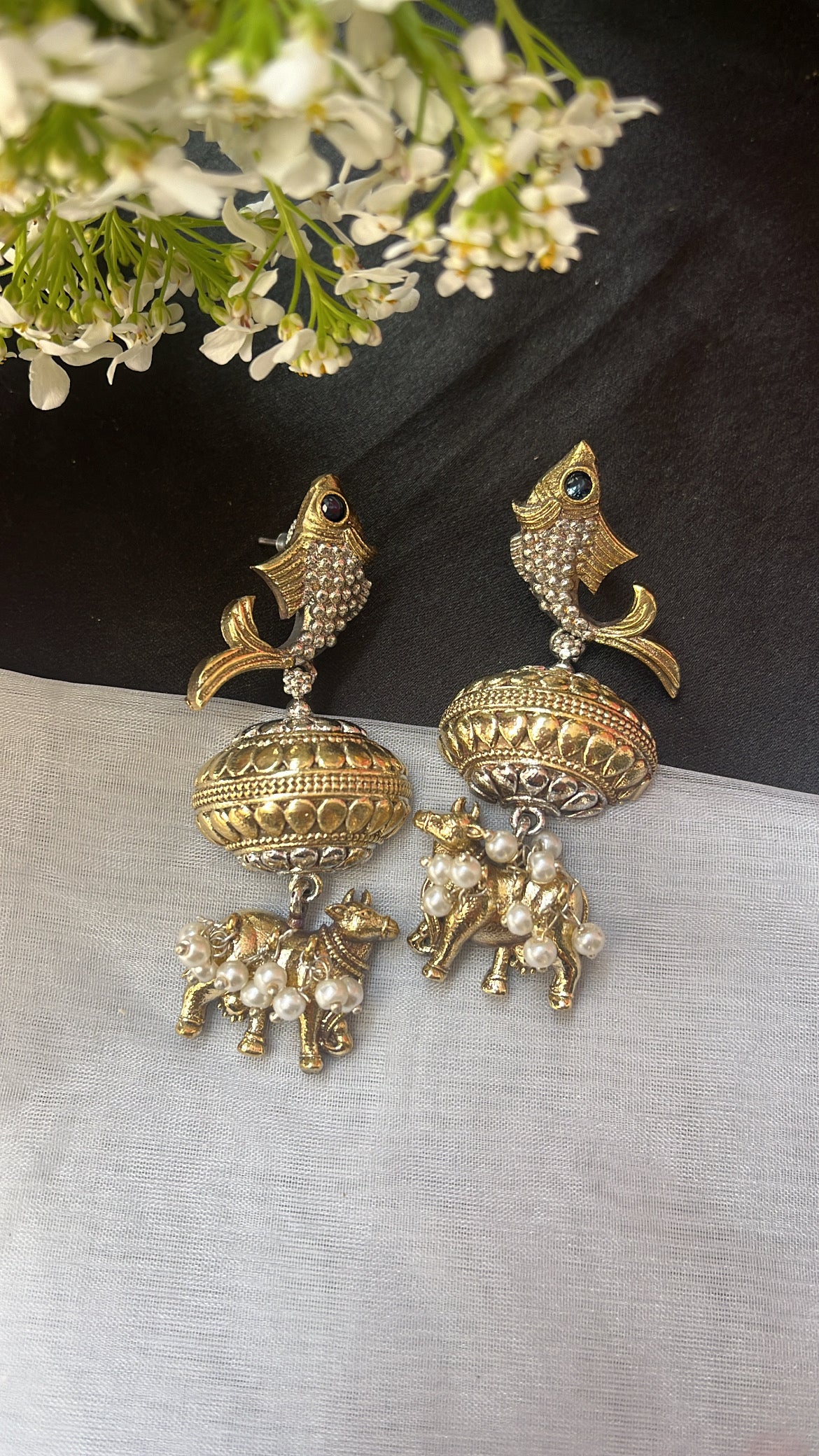 Dilkash Matsya Silver Earring