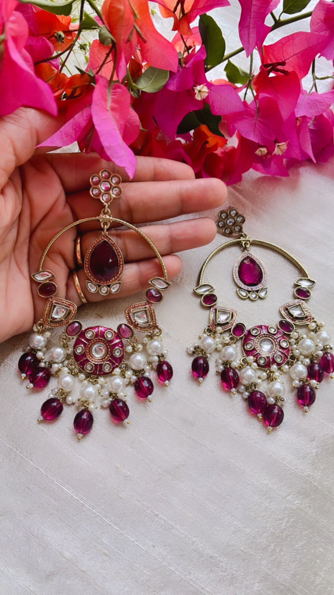Purple Chandbali Earring