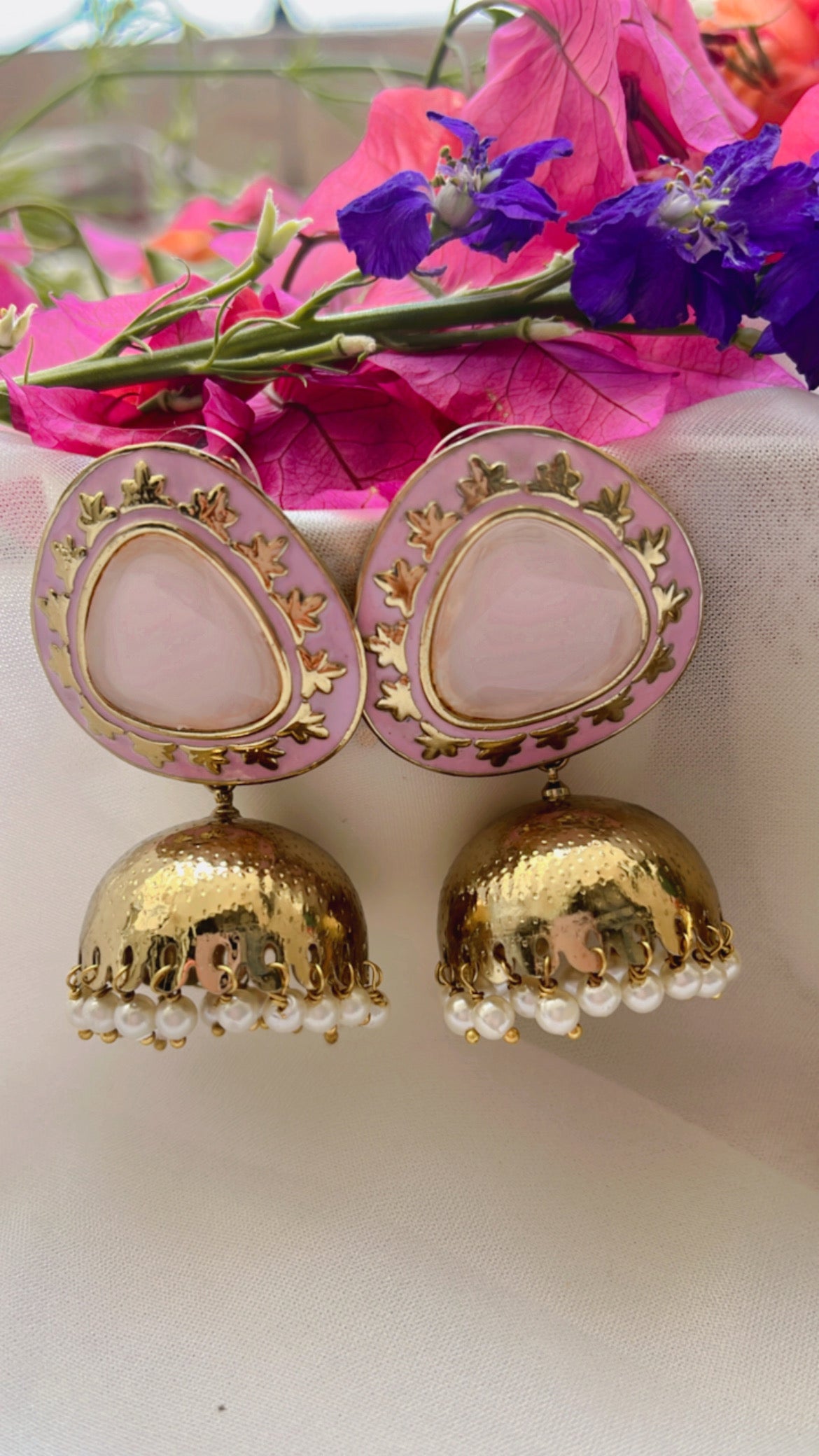 Baby Pink Tanshi Jhumka Earring