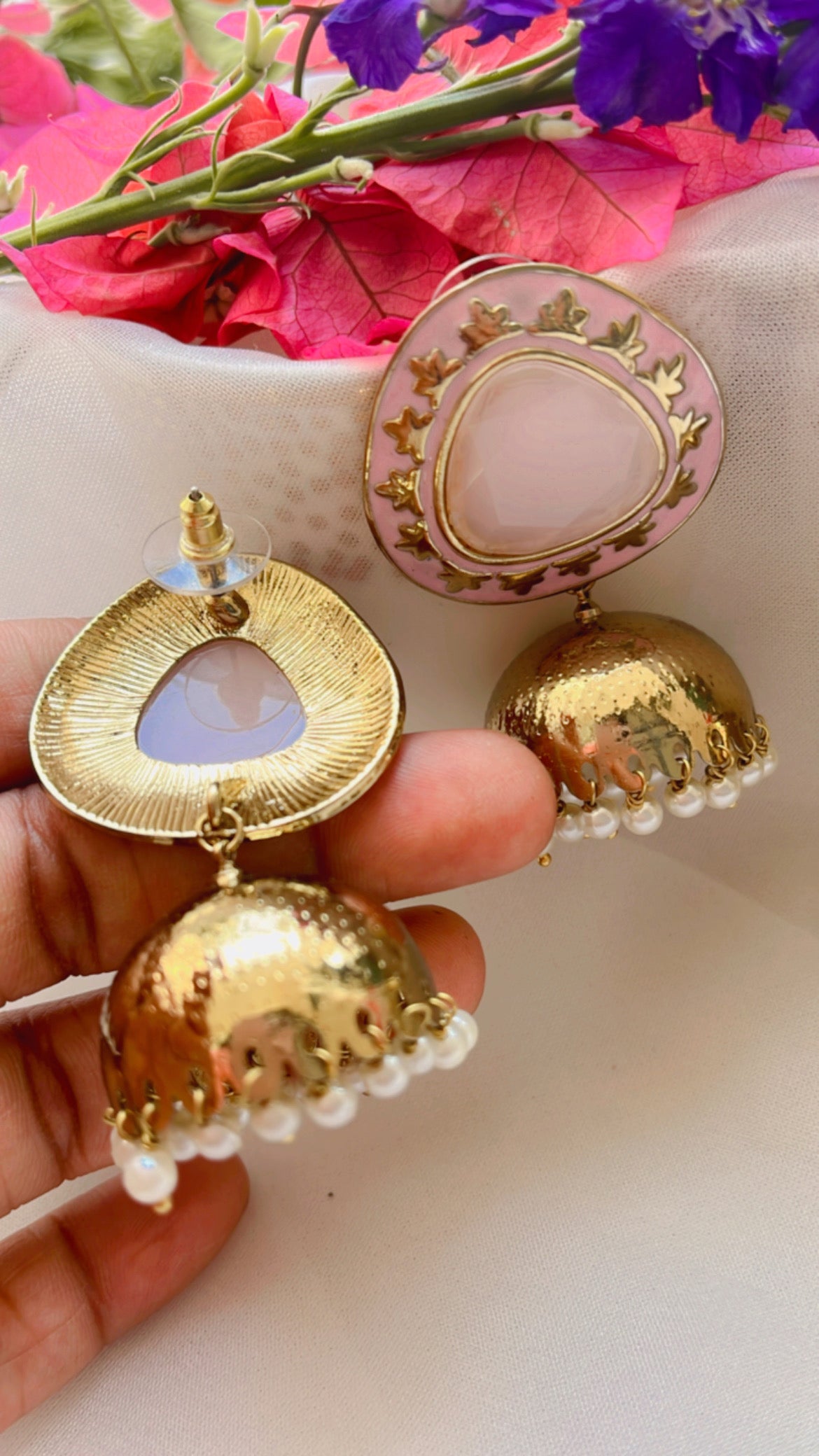 Baby Pink Tanshi Jhumka Earring