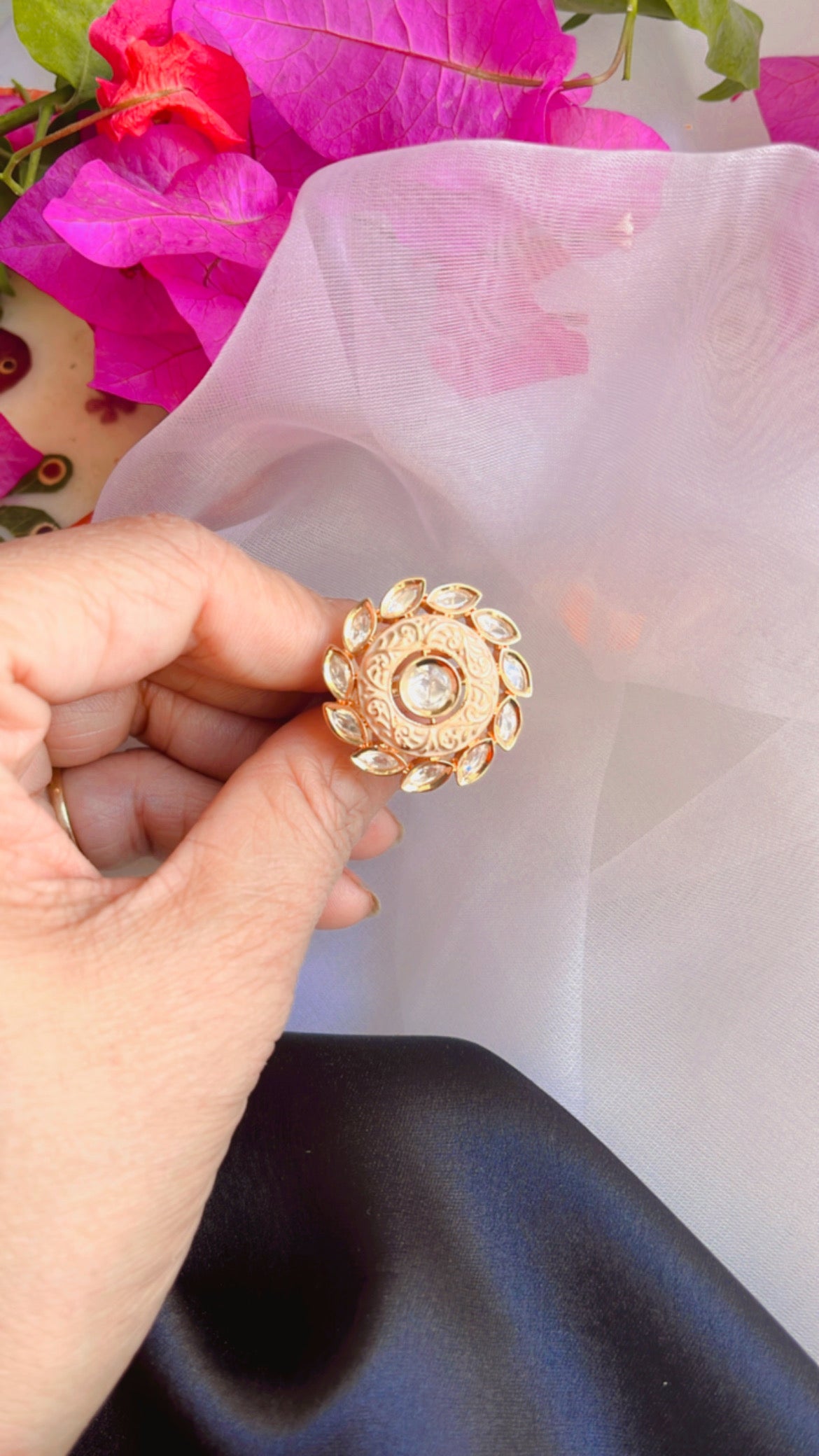 Mistha (White) Polki Ring