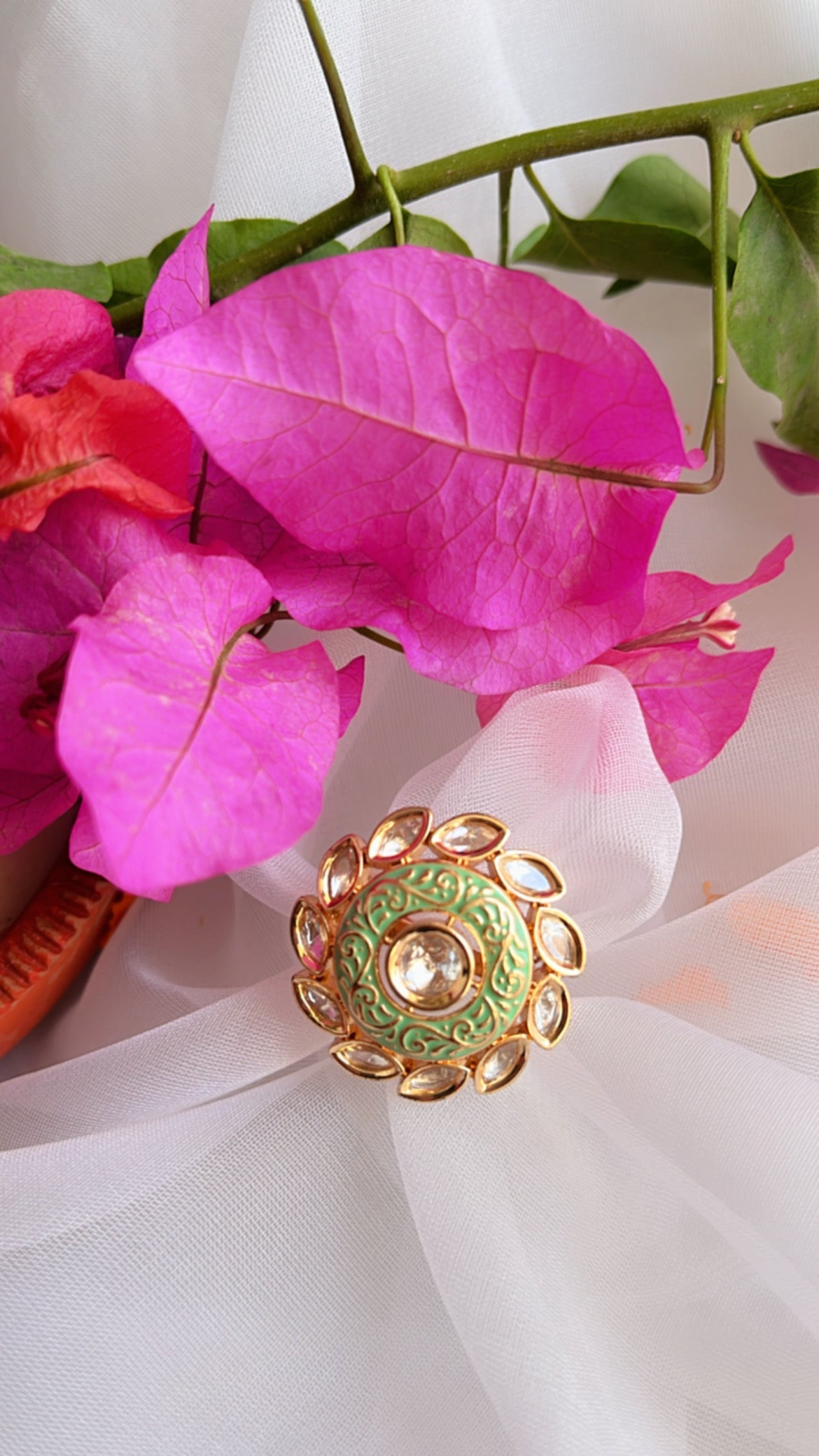 Mistha (Mint) Polki Ring