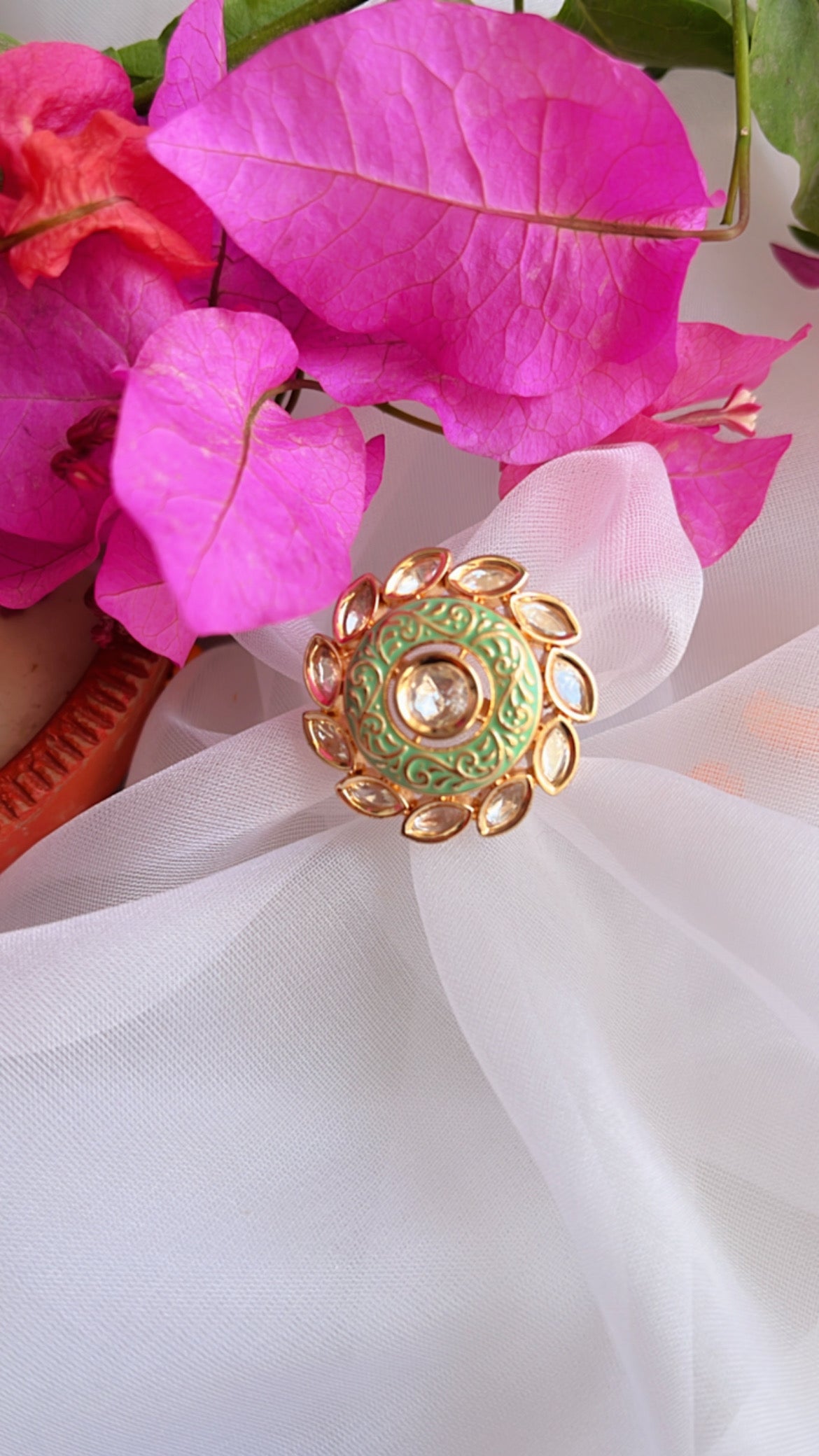 Mistha (Mint) Polki Ring