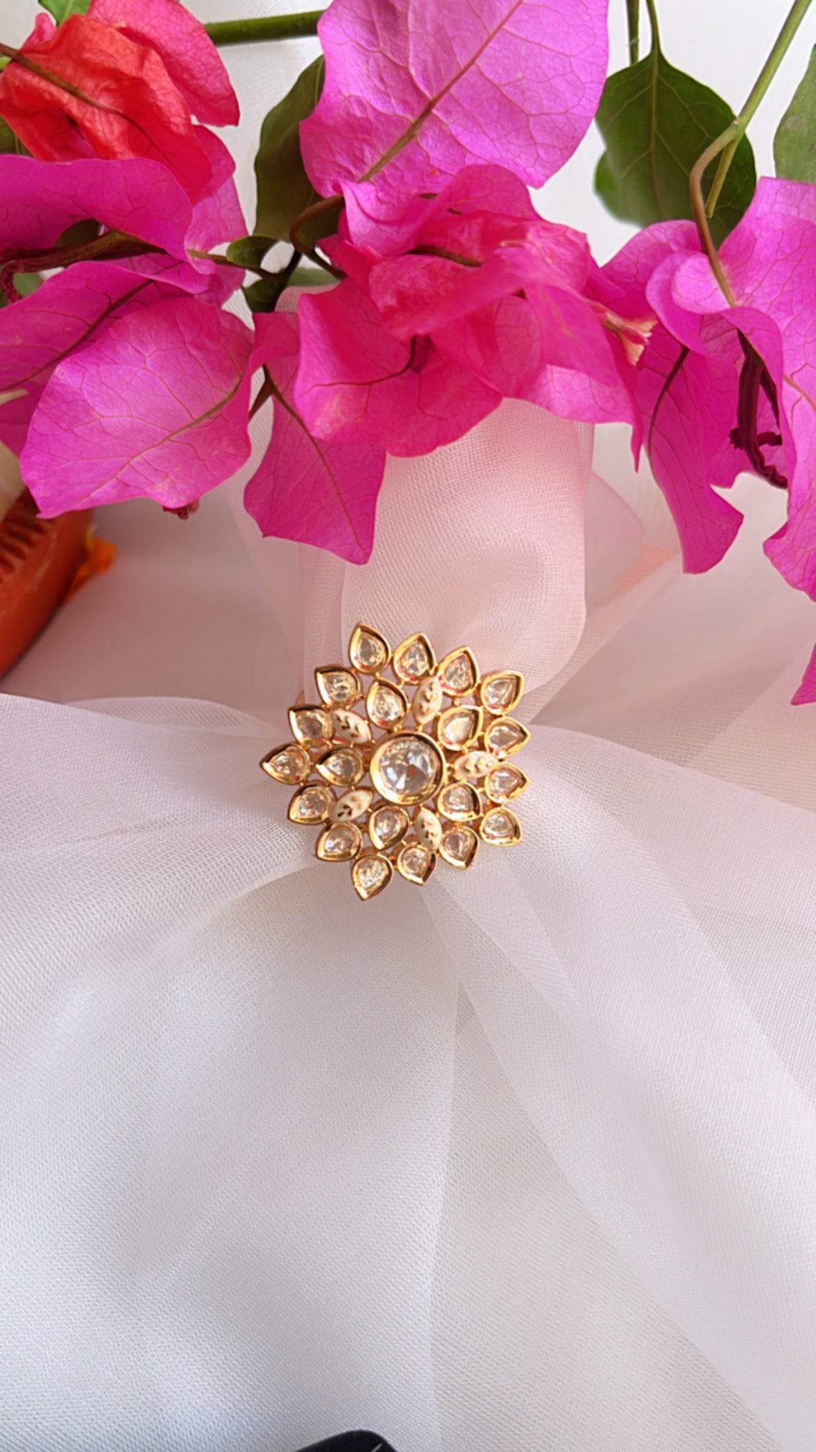 Naisha (White) Polki Ring