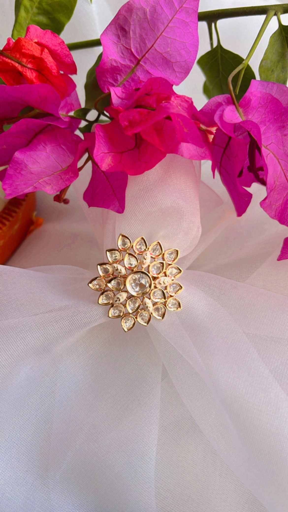 Naisha (White) Polki Ring