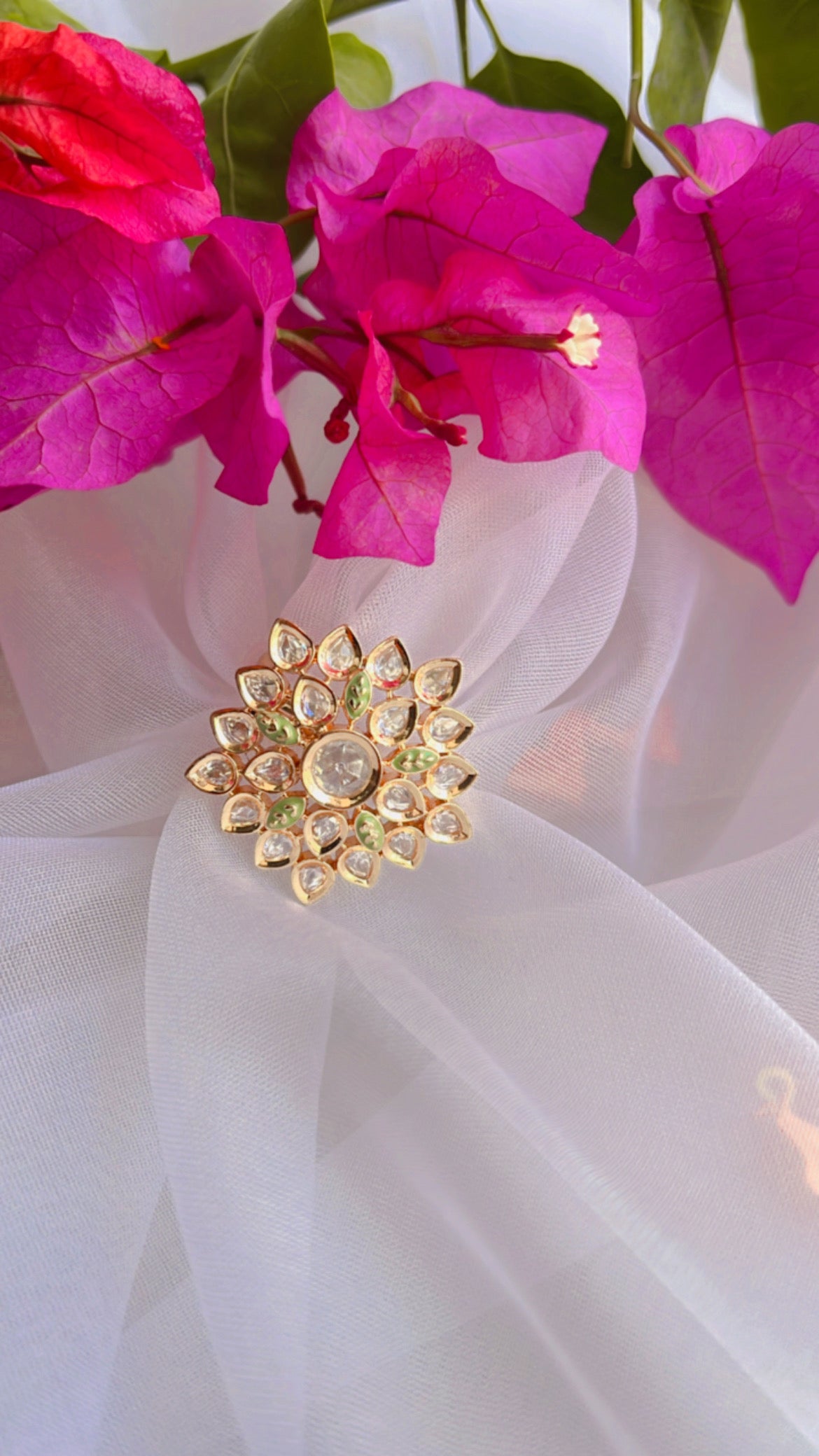 Naisha (White) Polki Ring