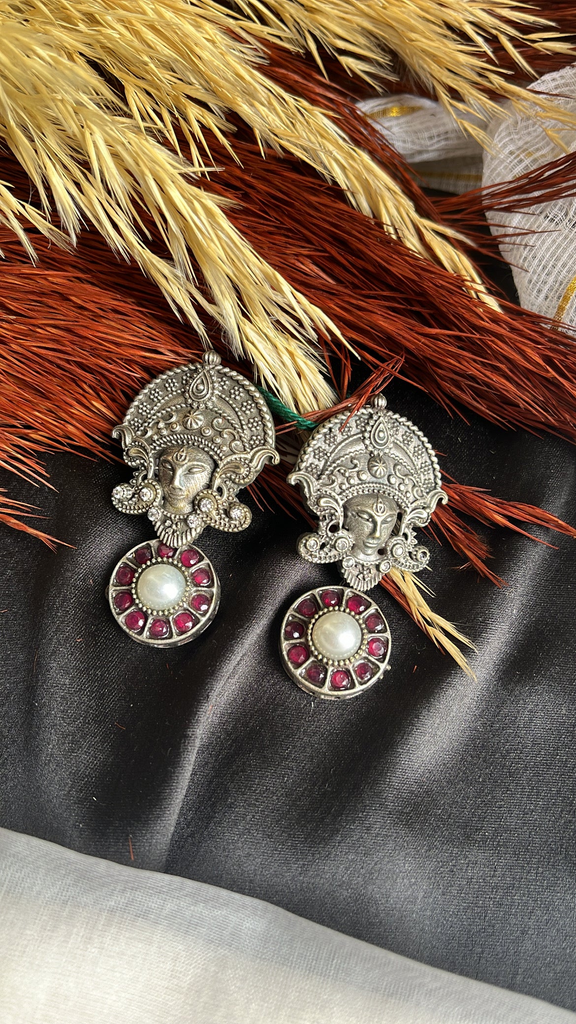 Ma Durga Silver Earring