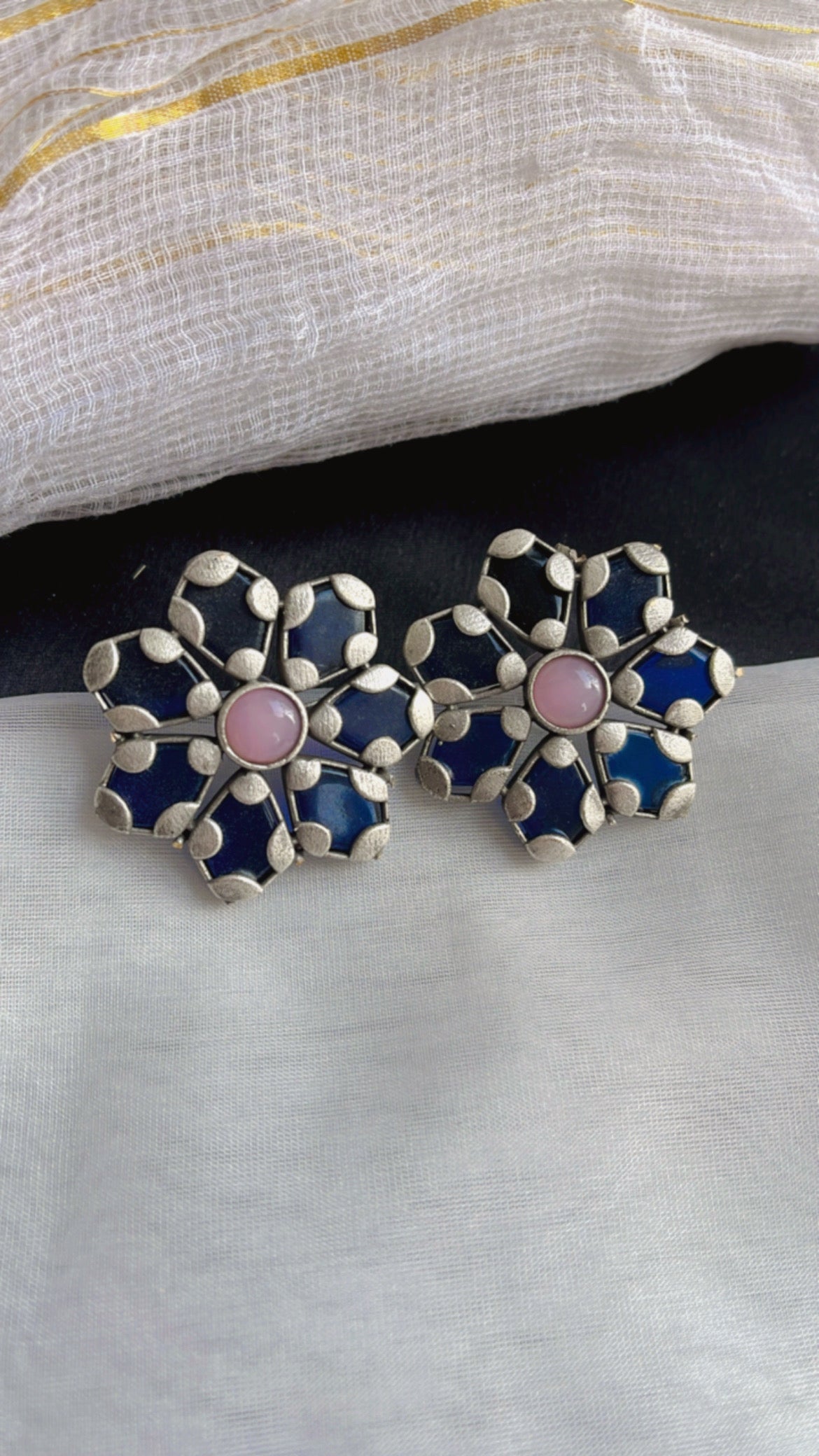 Phoolkari Silver Earring