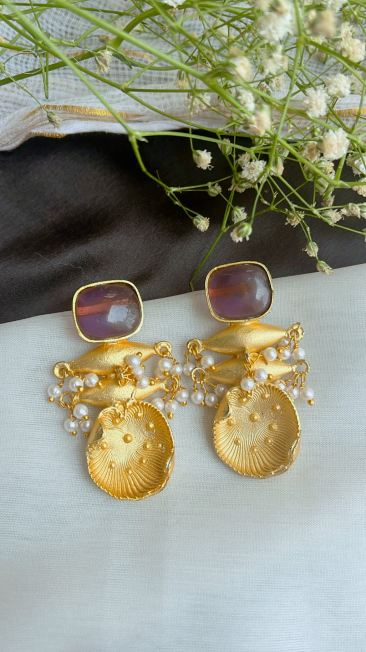 Purple Radhika Ethnic Earring