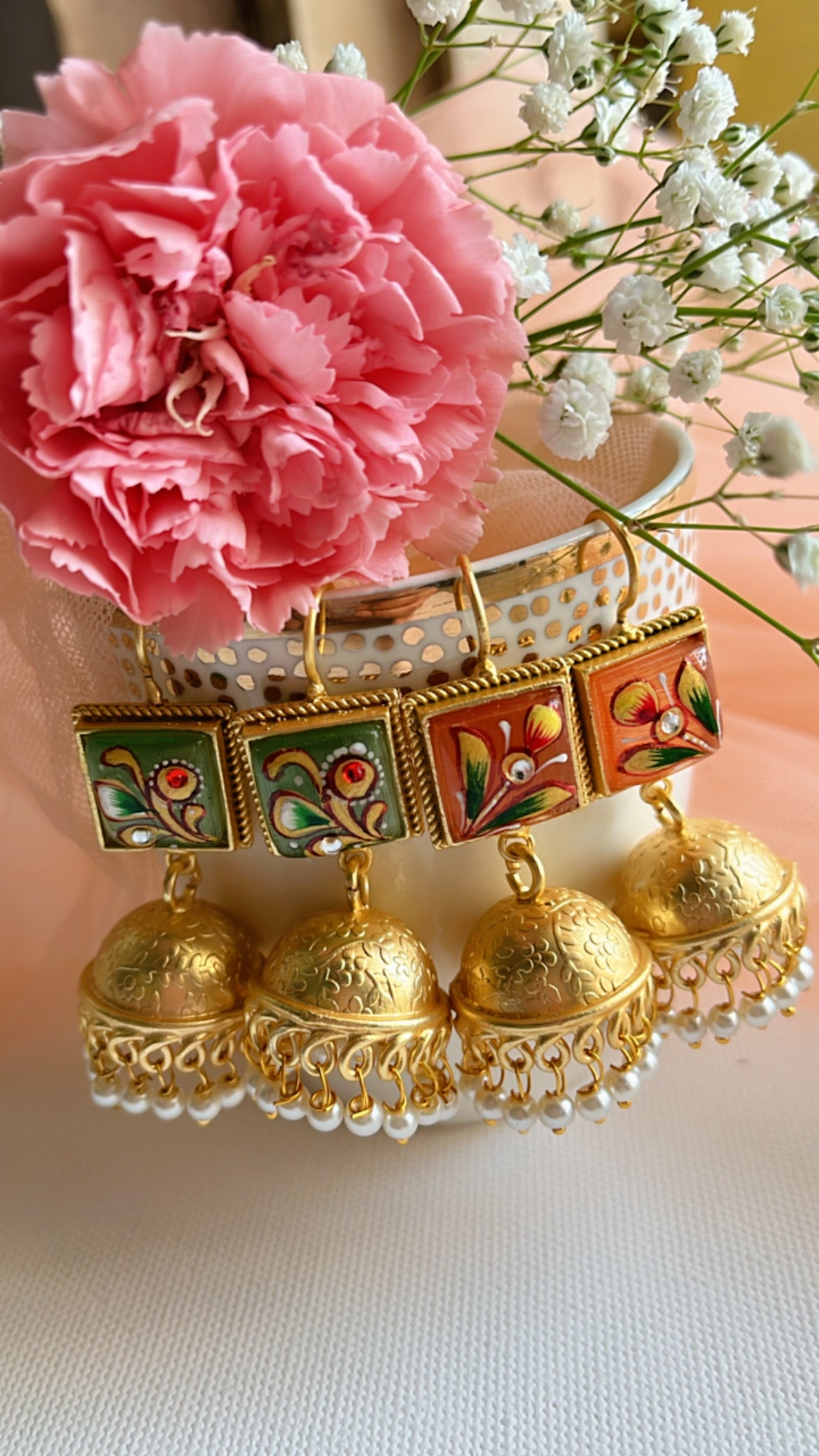 White Mira Jhumka Earring