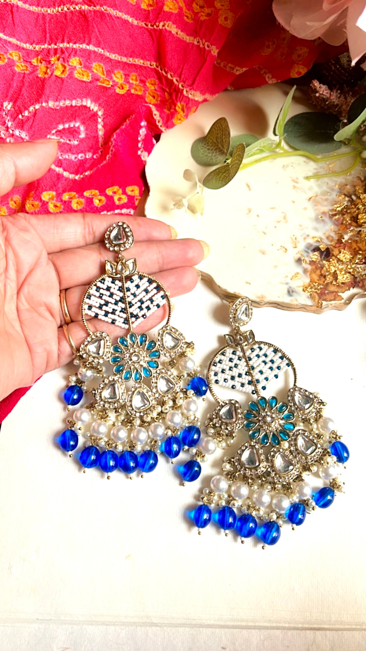 Blue Yuvika Statement Earring