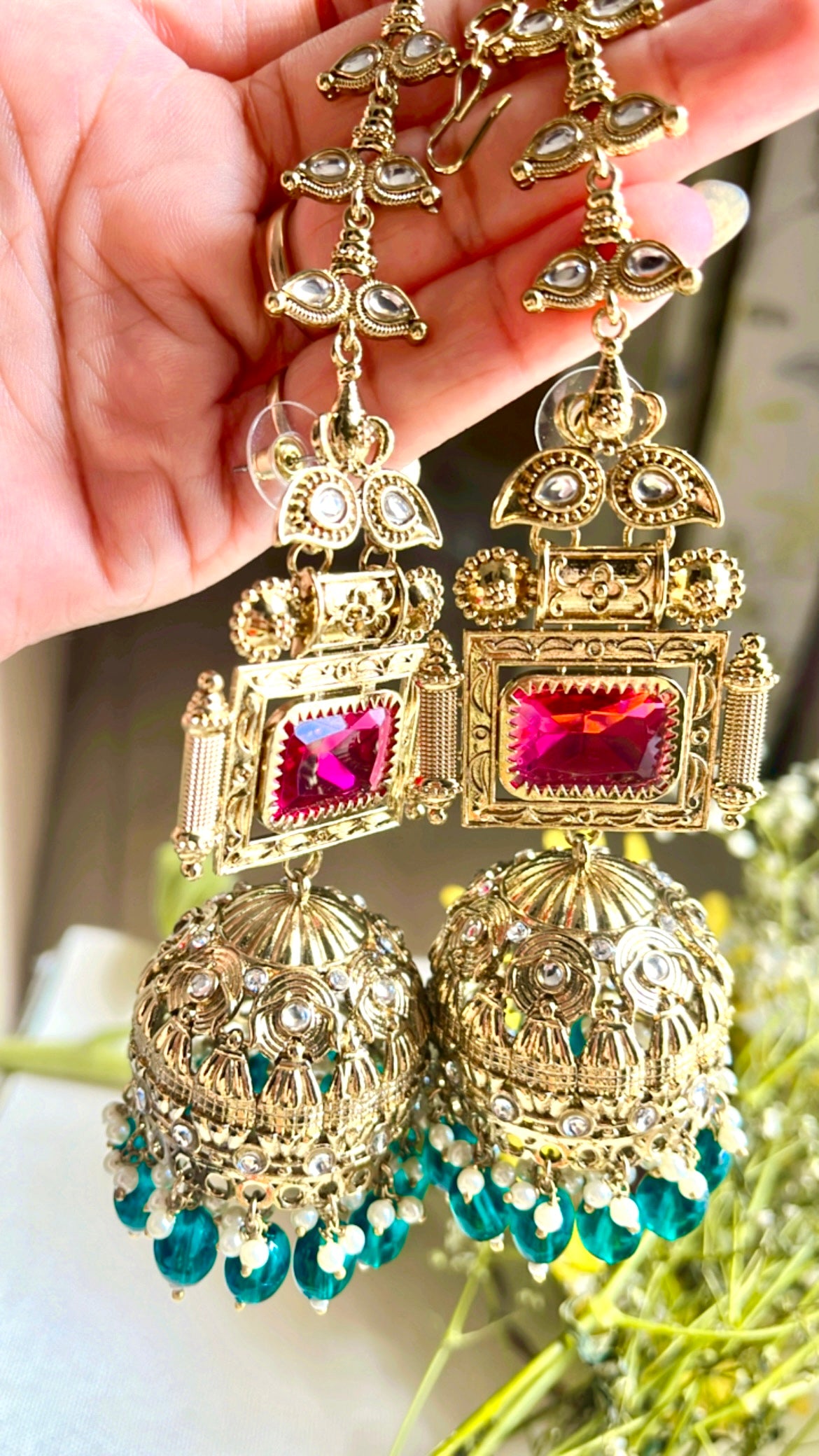 Ruby Damini Jhumka Earring