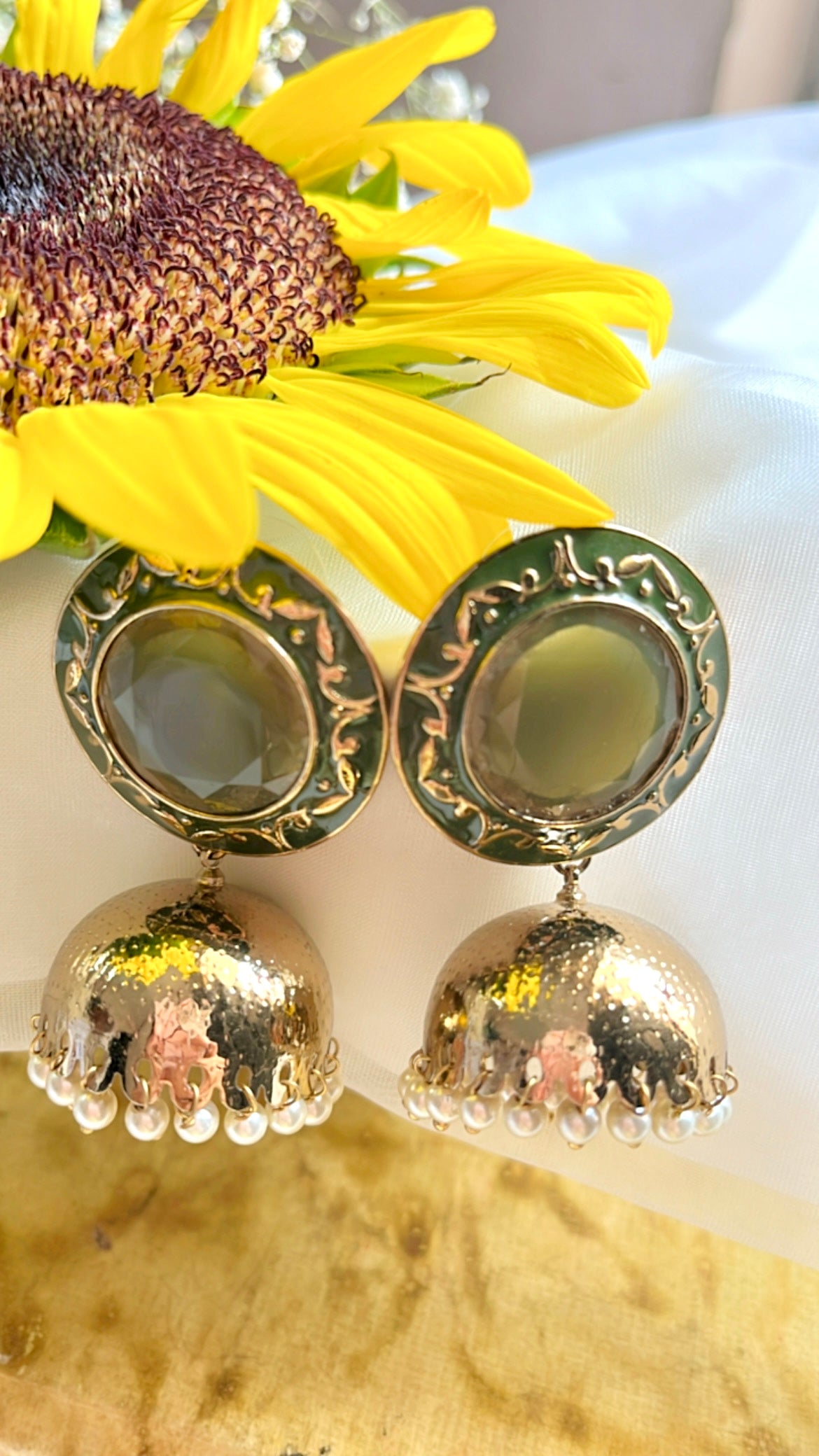 Olive Green Tanshi Jhumka Earring