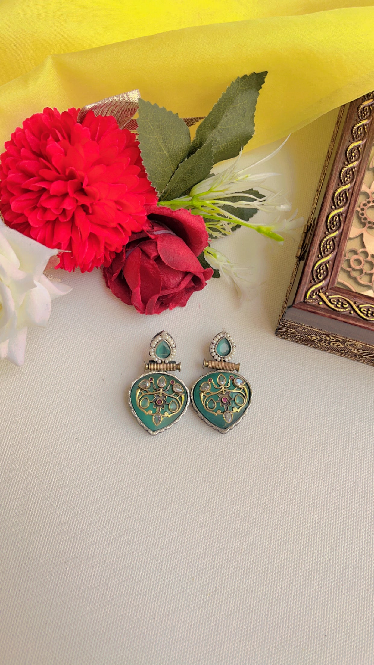 Green Chehak Silver Earring