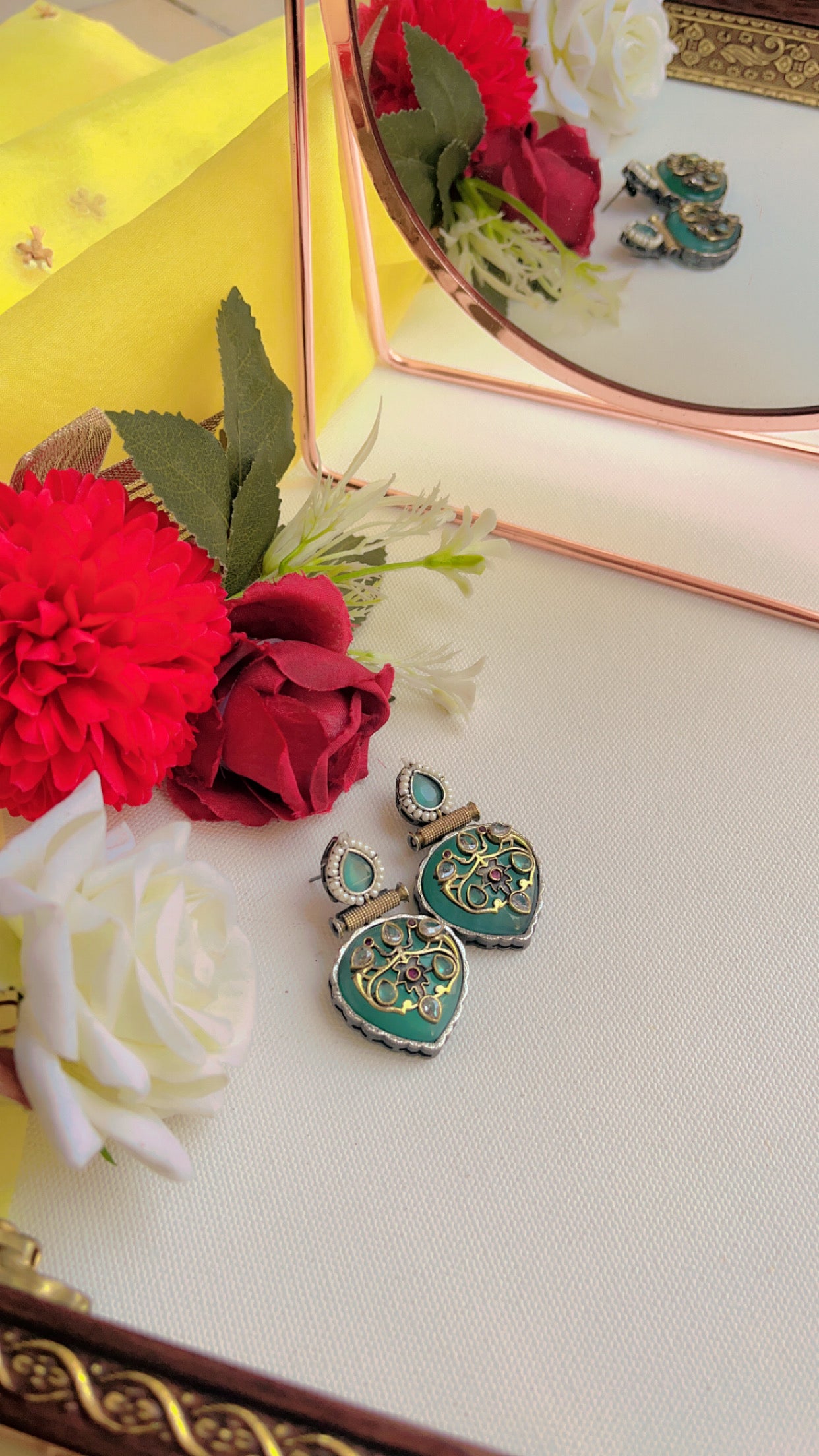Green Chehak Silver Earring