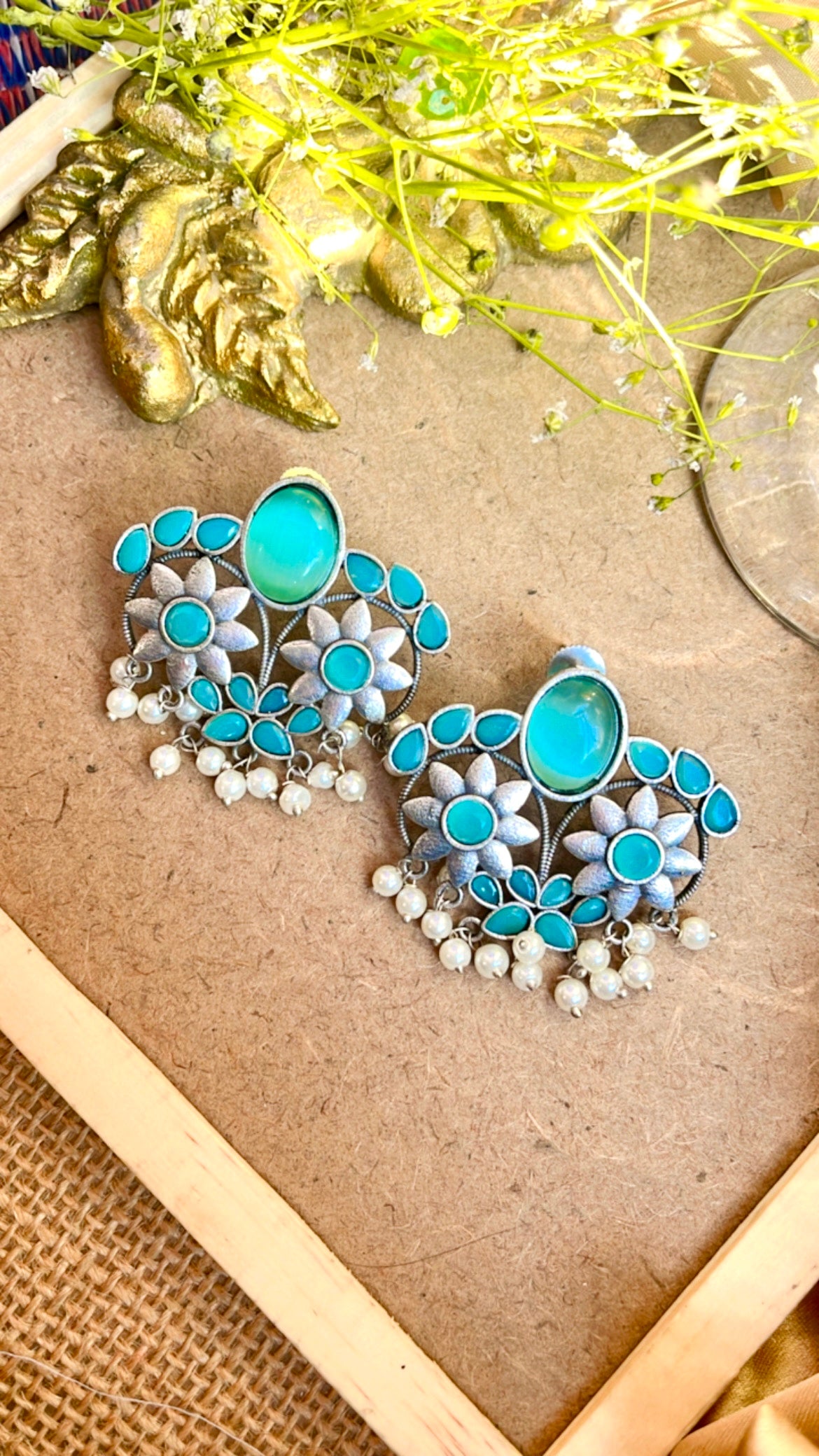 Blue Ekta Silver Earring