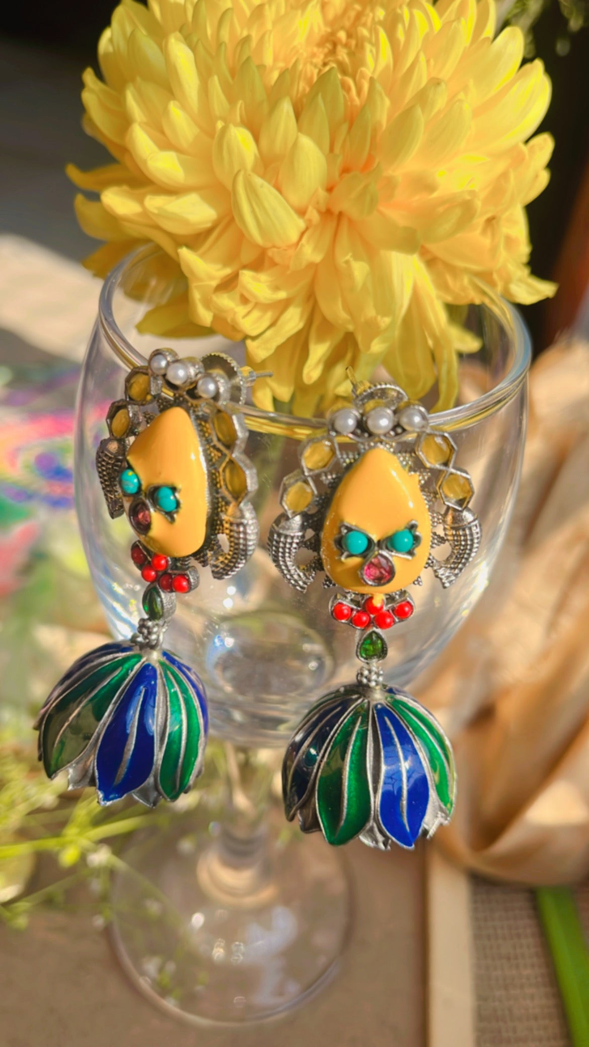 Yellow Disha Jhumka Earring