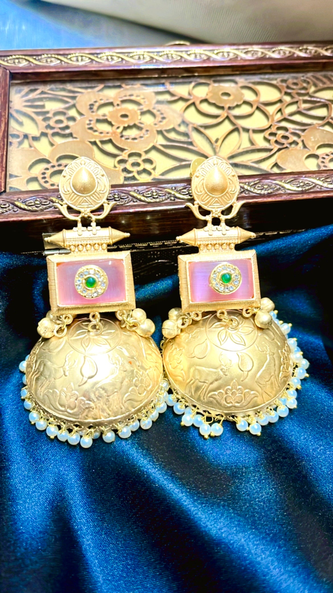 Pink Krina Jhumka Earring