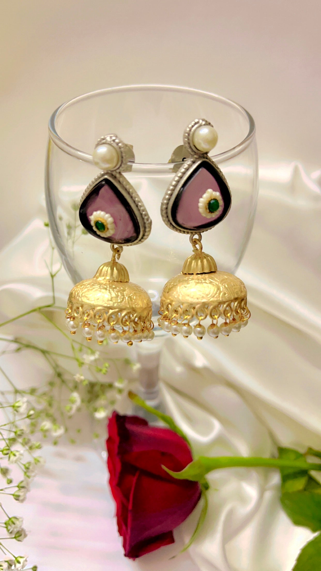 Purple Tiya Jhumka Earring