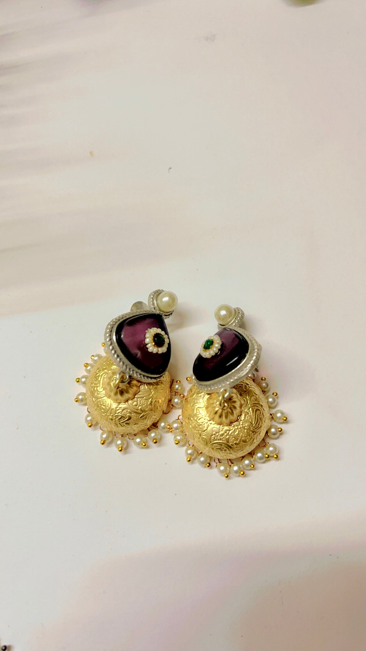 Purple Tiya Jhumka Earring