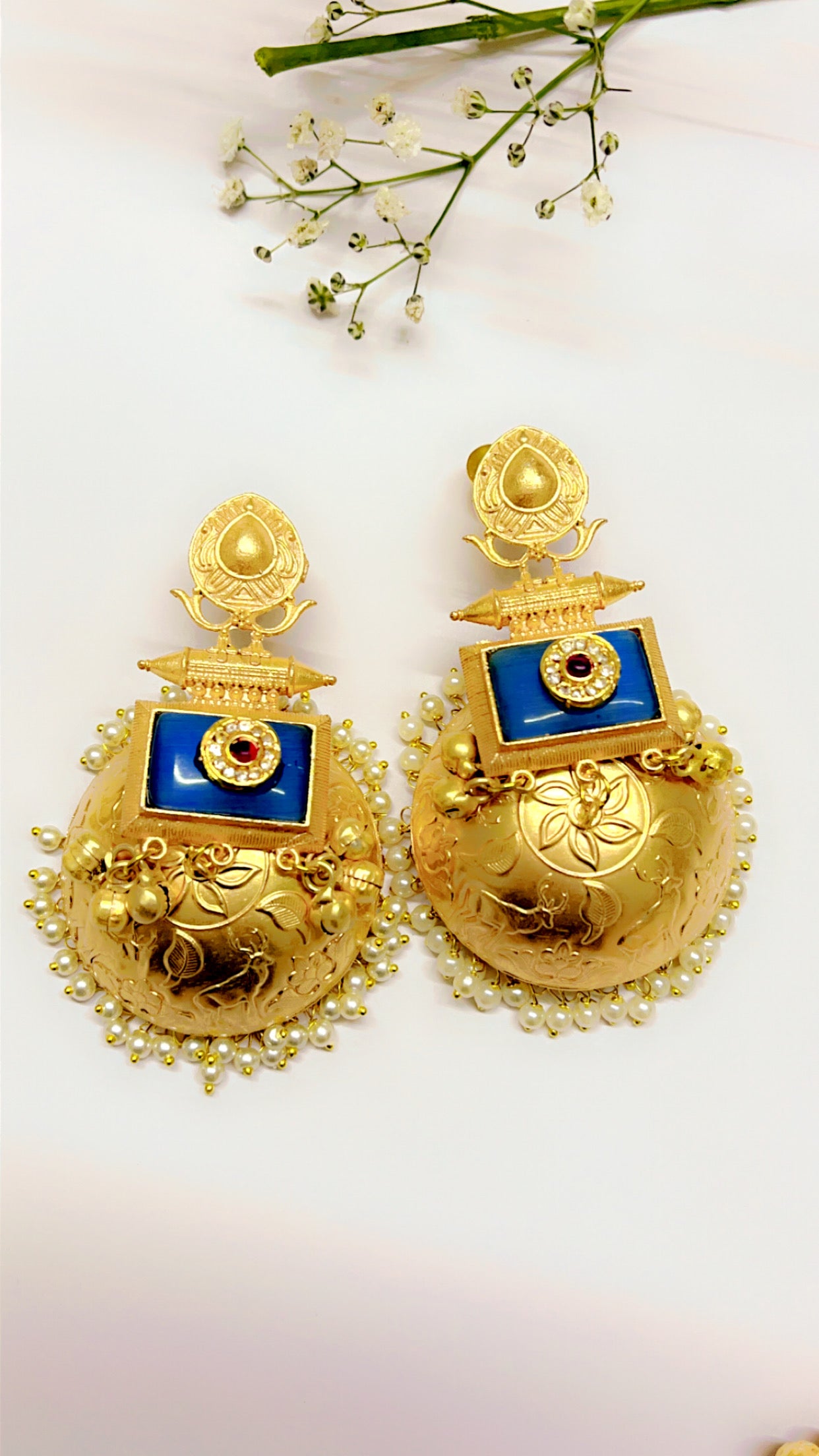 Blue Krina Jhumka Earring