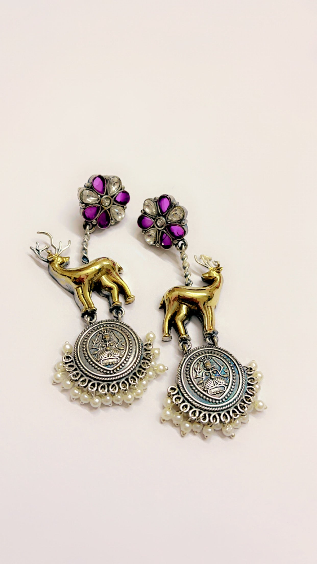 Pink Nyasa Silver Earring