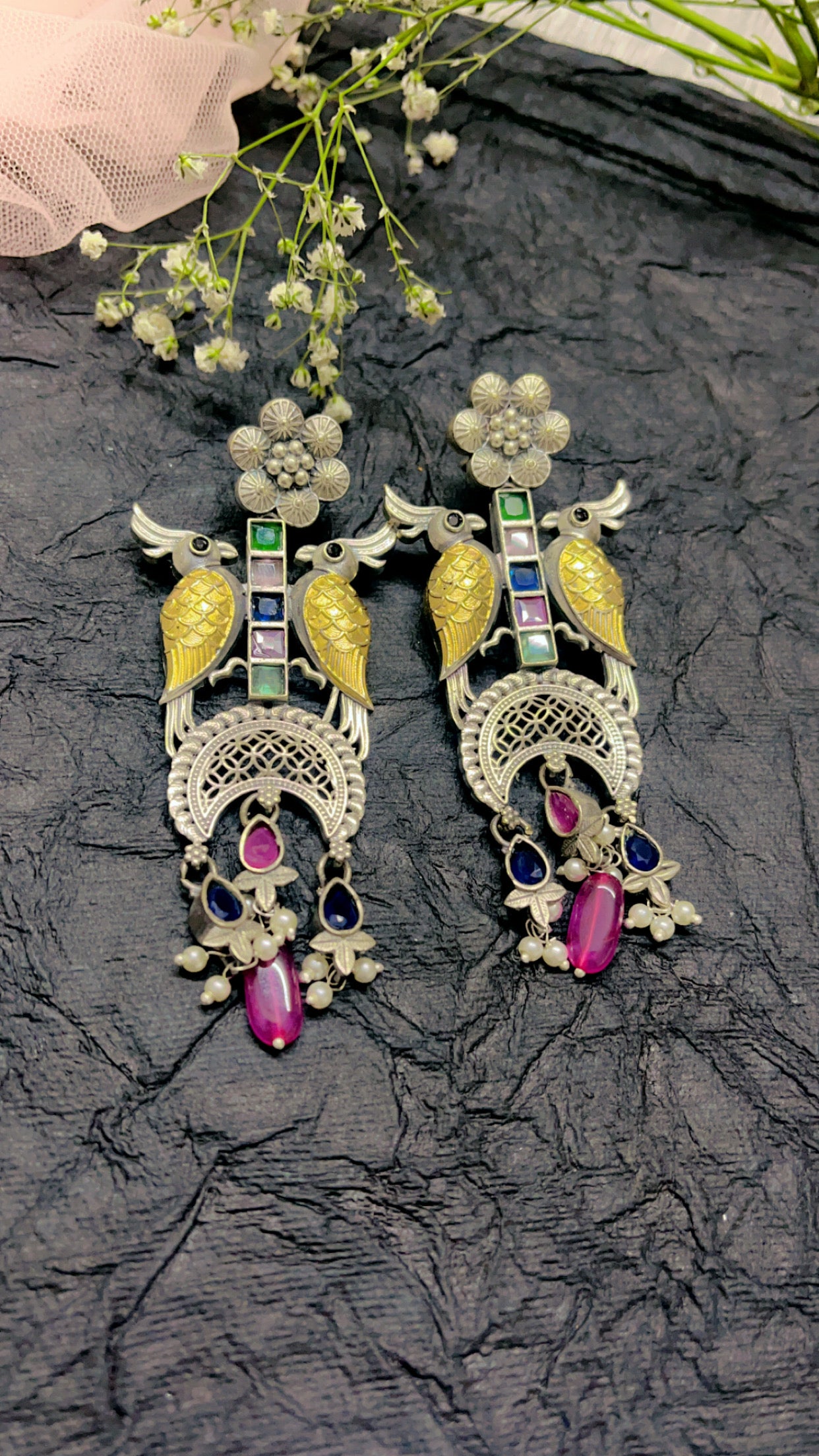 Pihu Multi Silver Earring