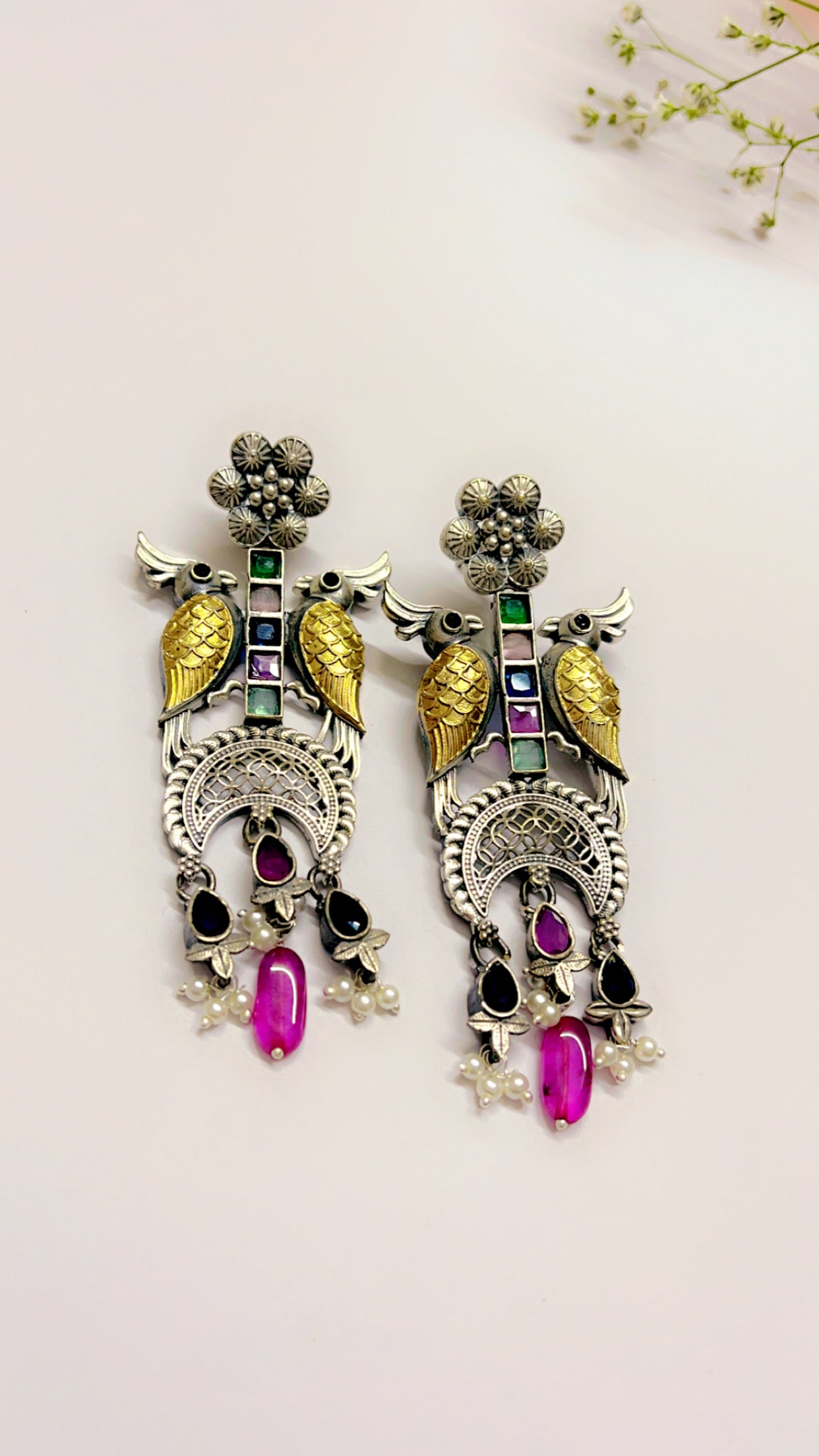 Pihu Multi Silver Earring