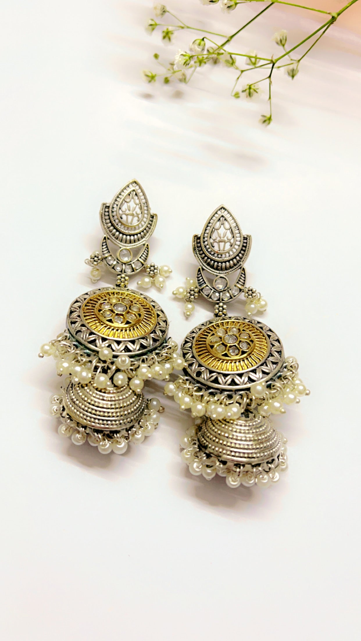 Tusti Silver Jhumka Earring