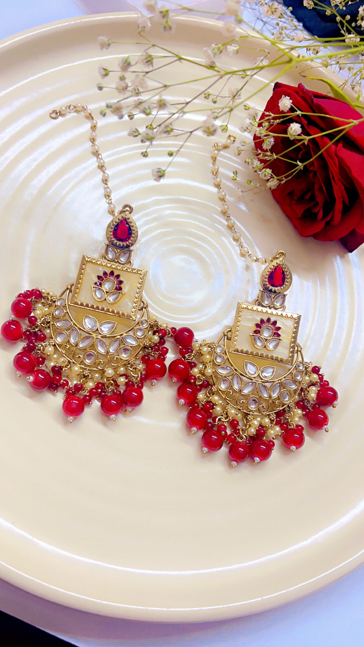 Red Zoya Chandbali Earring