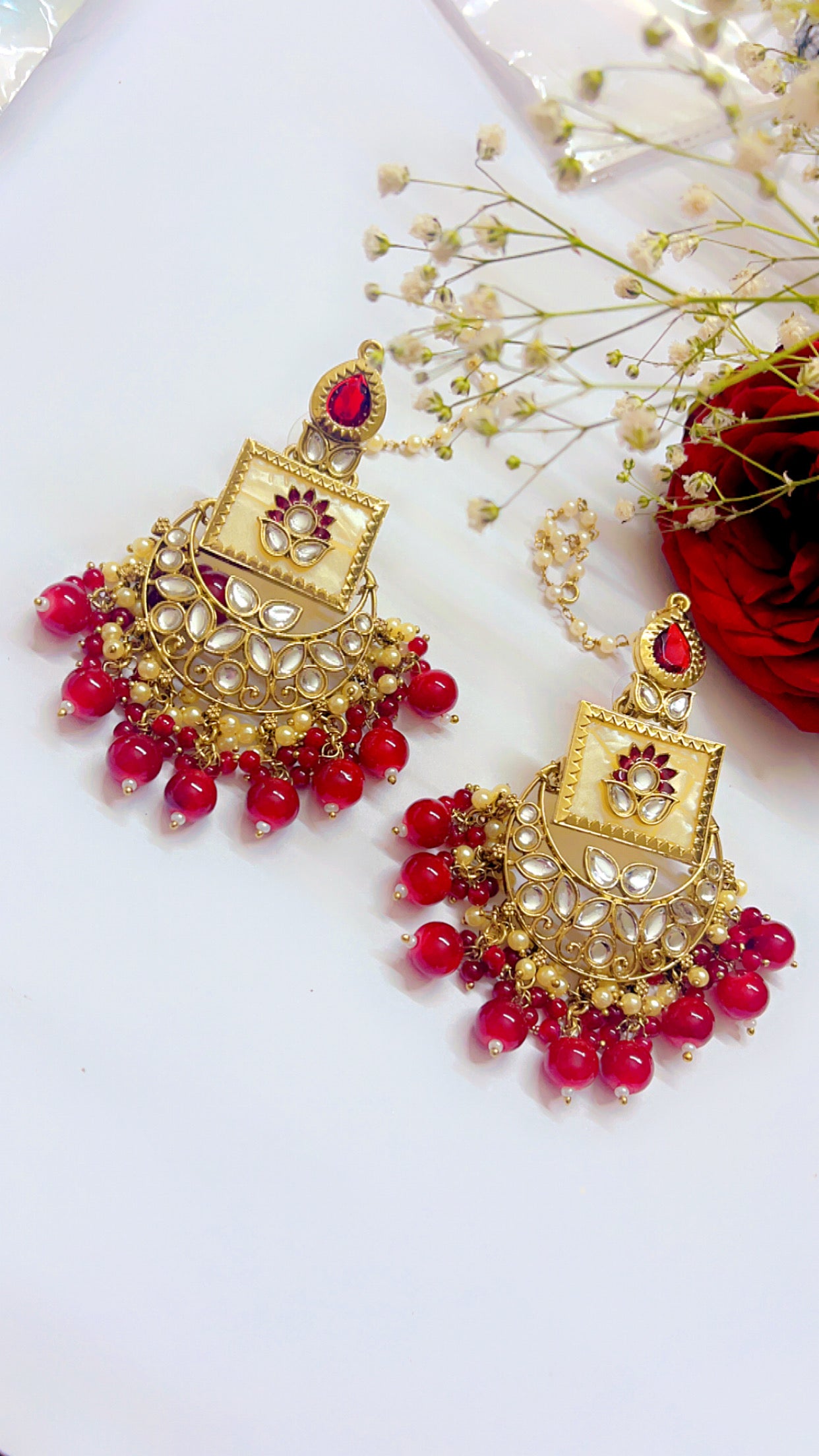 Red Zoya Chandbali Earring