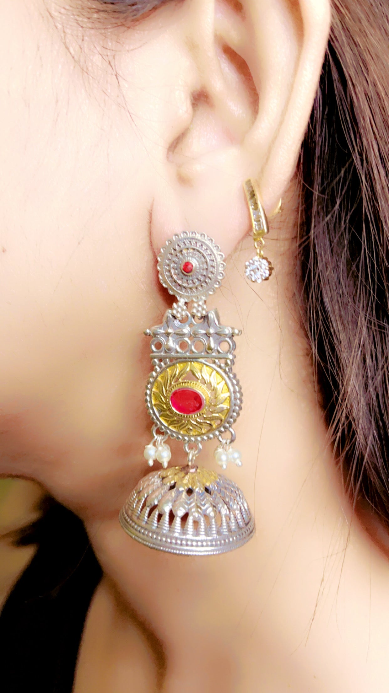 Athira Silver Jhumka Earring