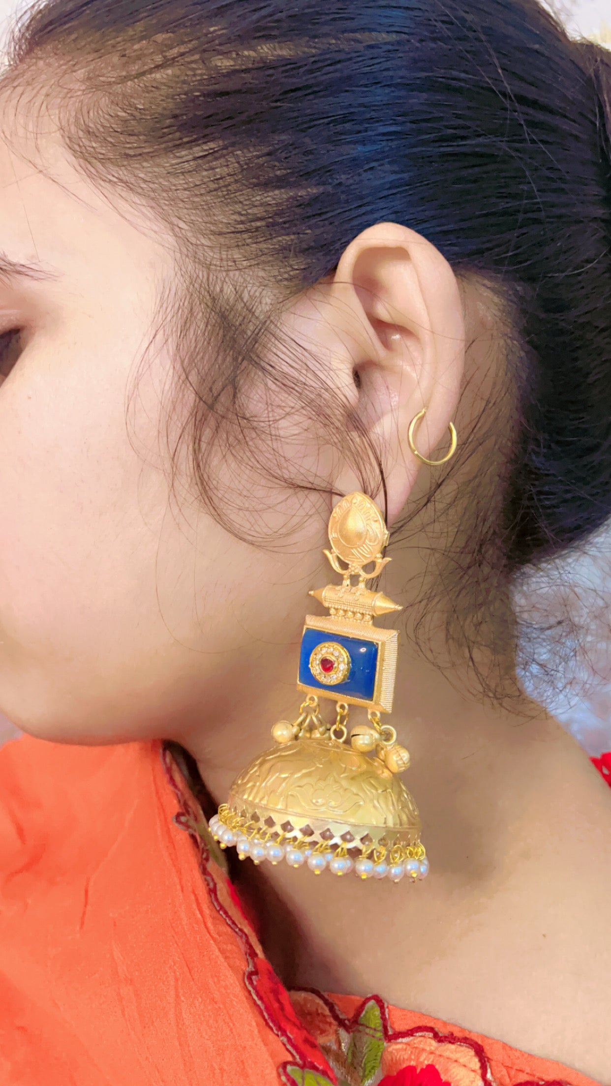Blue Krina Jhumka Earring