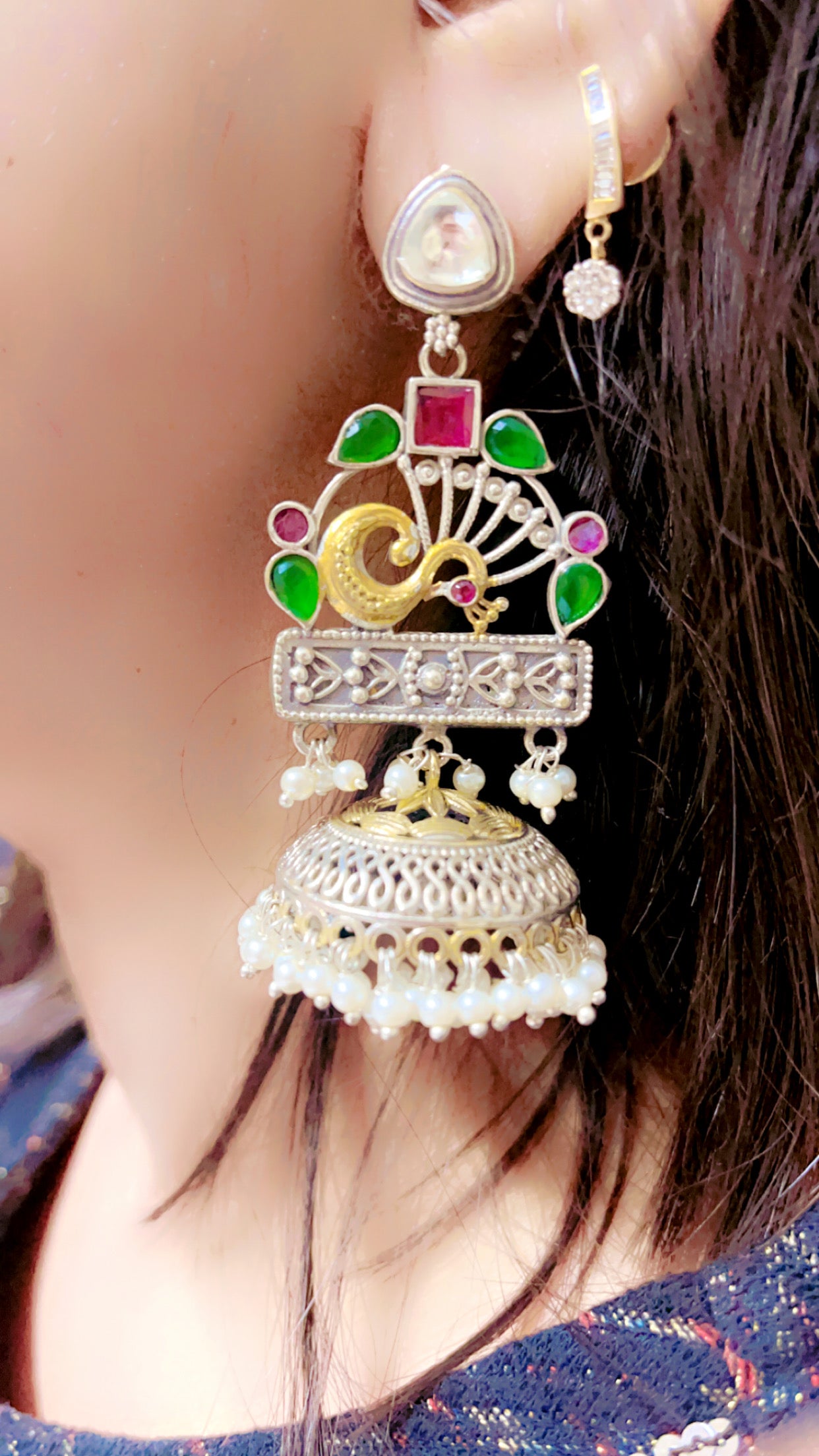 Dhristi Silver Jhumka Earring