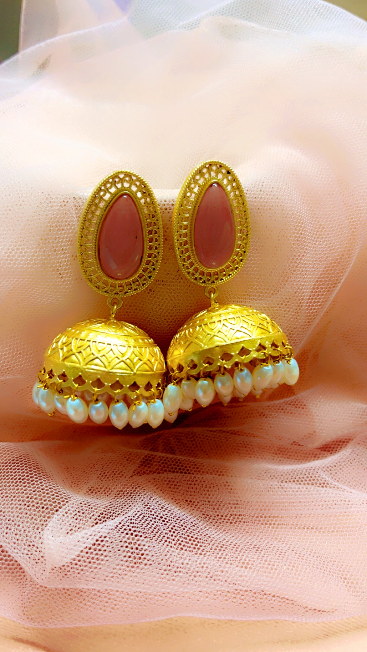 Pink Gita Jhumka Earring
