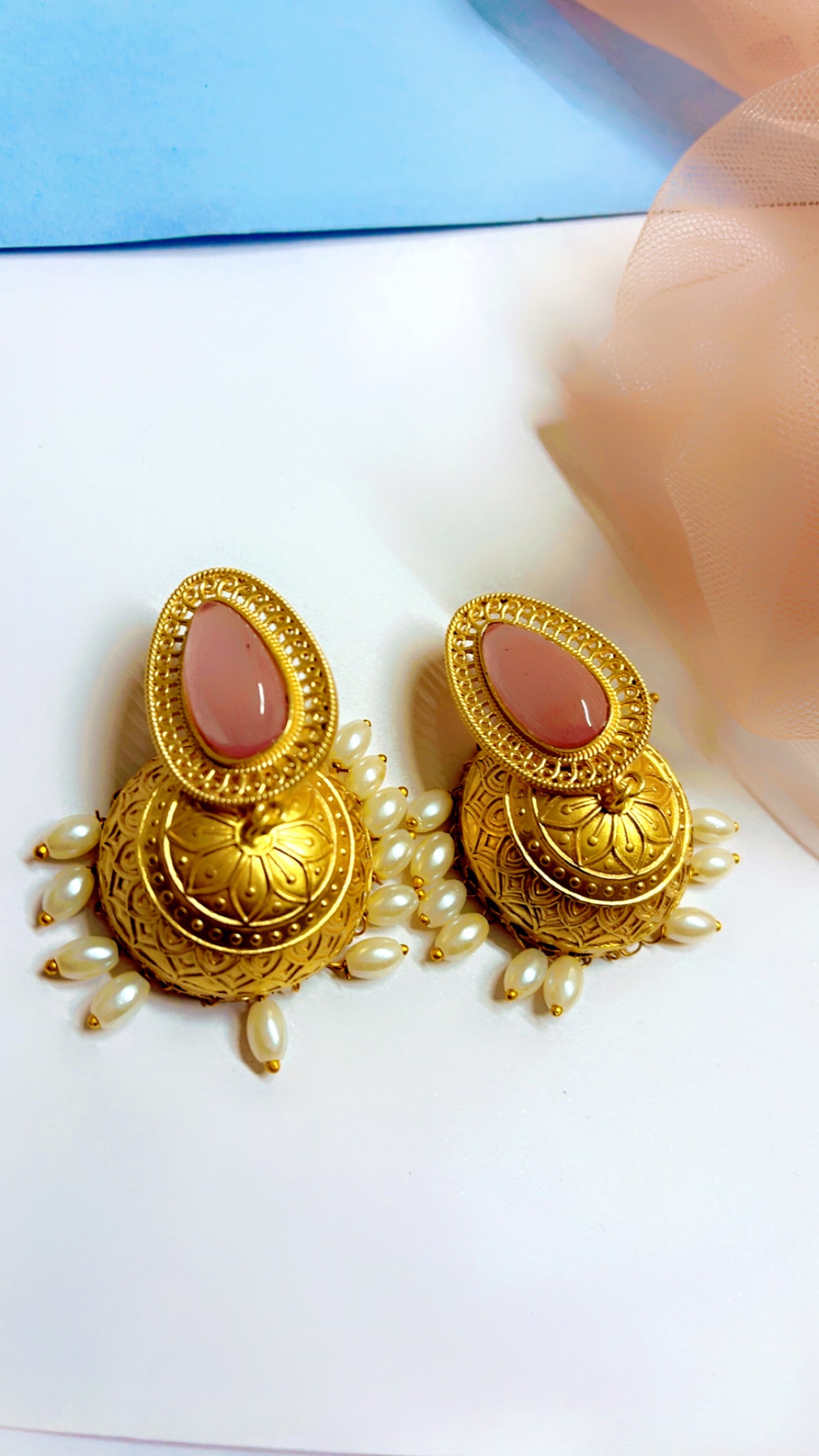 Pink Gita Jhumka Earring