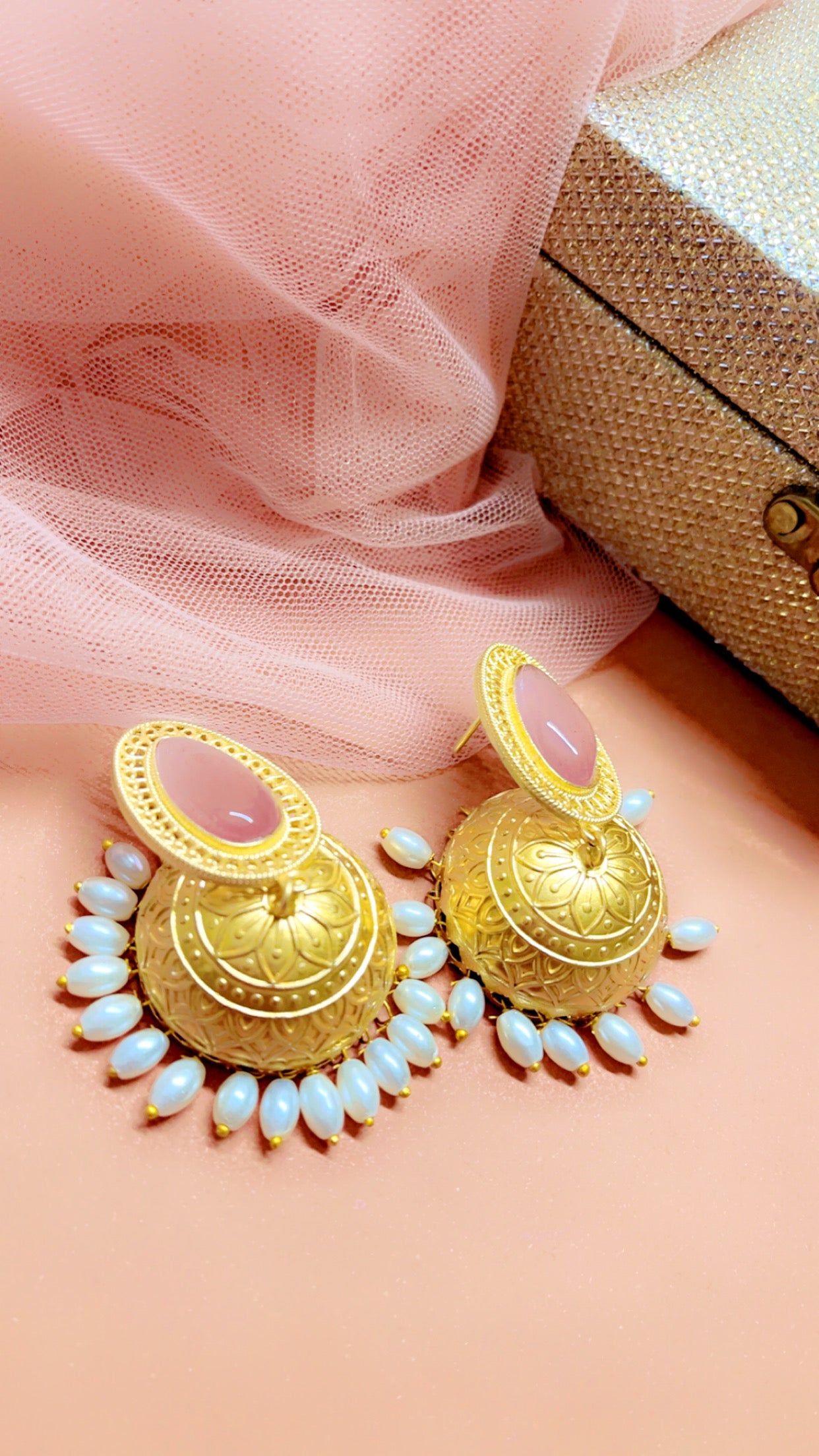 Pink Gita Jhumka Earring