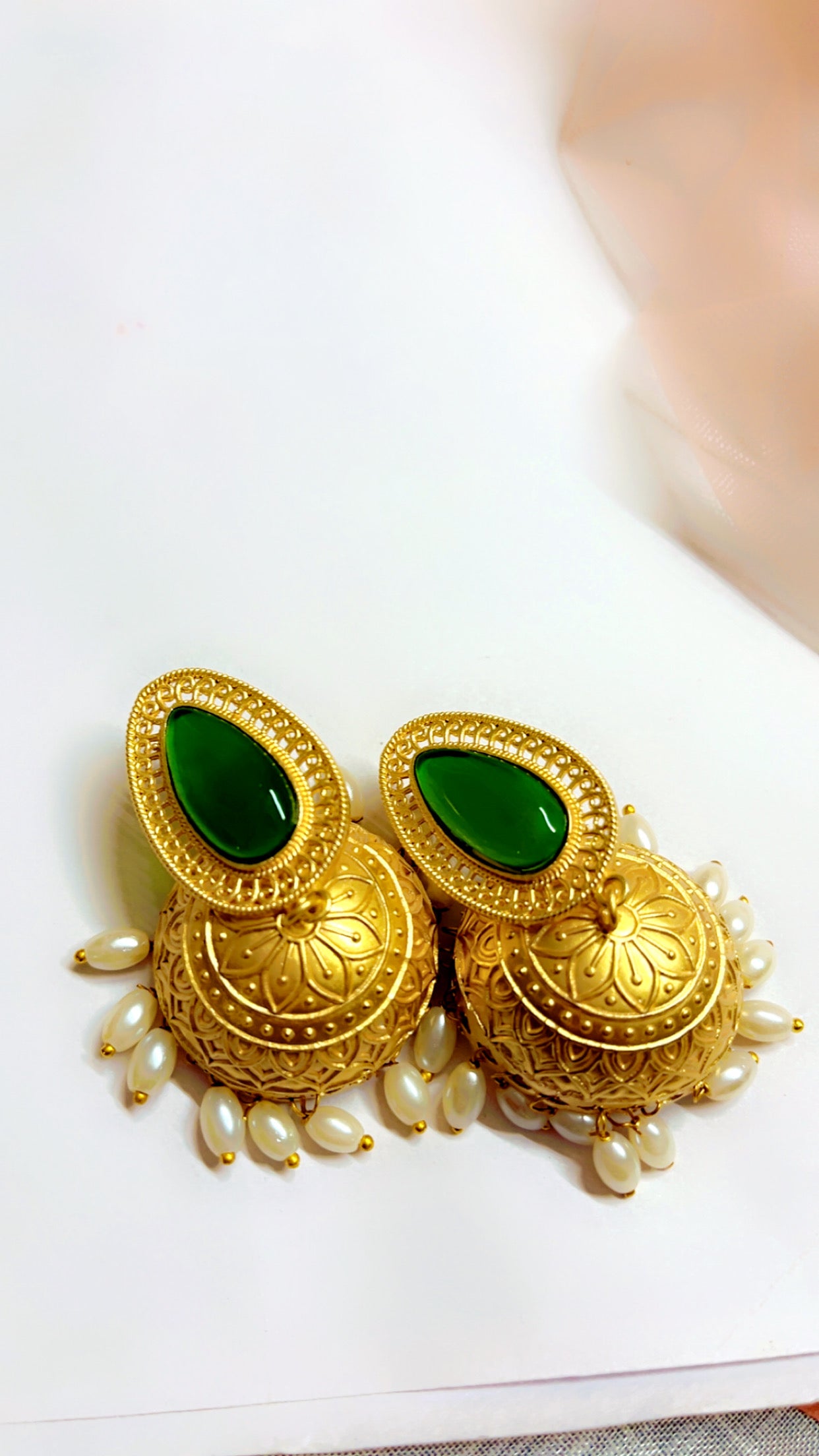 Green Gita Jhumka Earring
