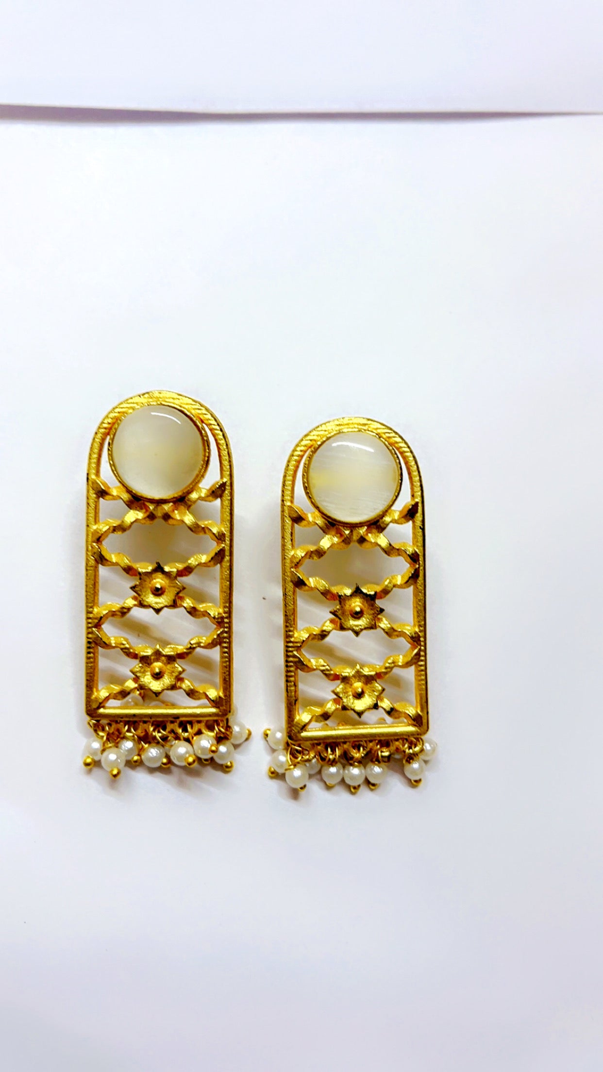 White Jharoka Earring