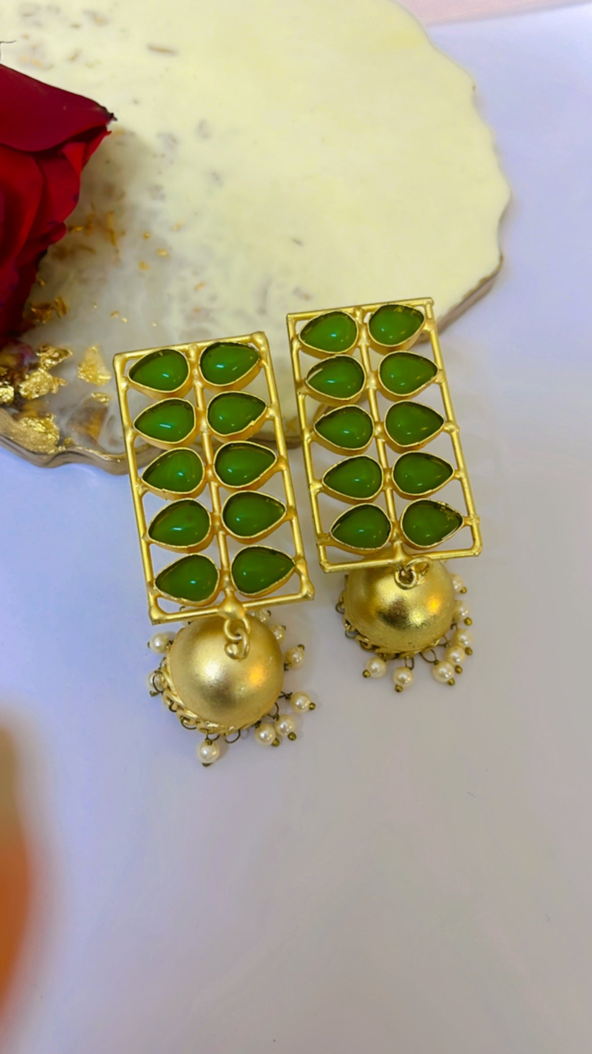 Green Malika Jhumka Earring