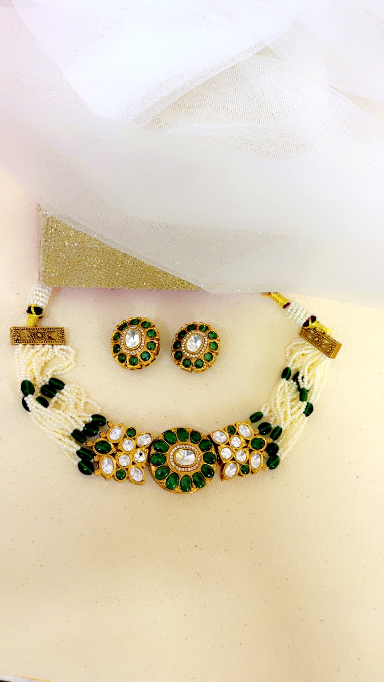 Green Palash Neckpiece Set