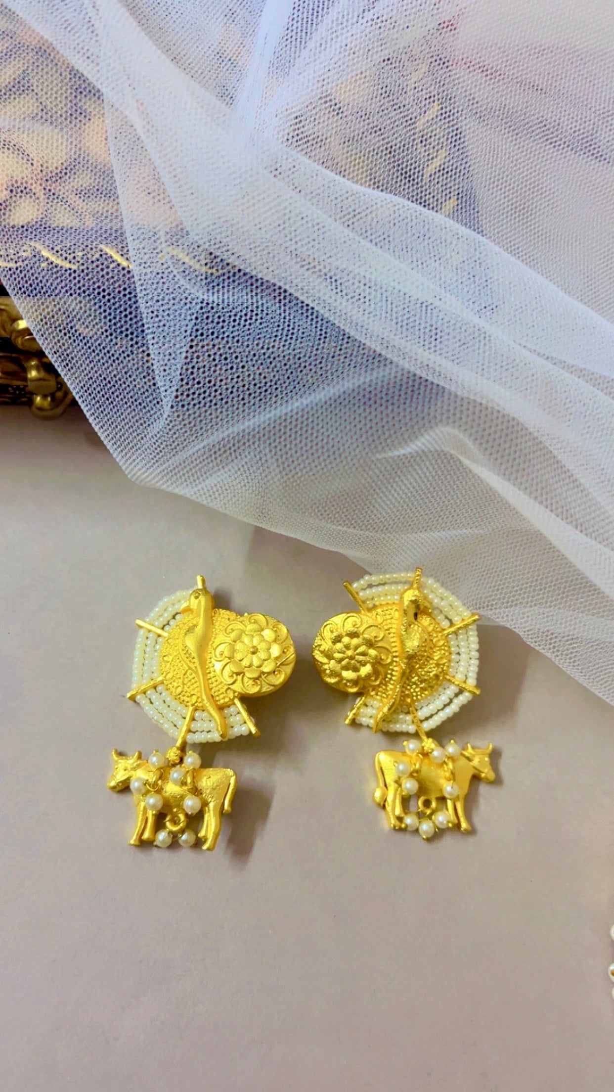 Golden Kamdhenu Earring