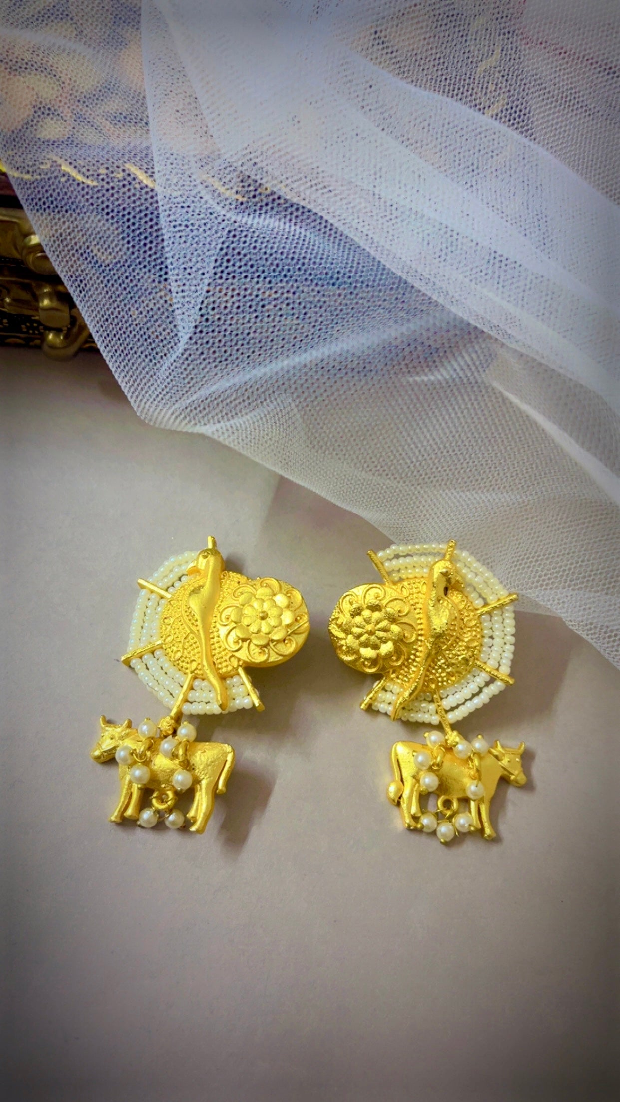 Golden Kamdhenu Earring