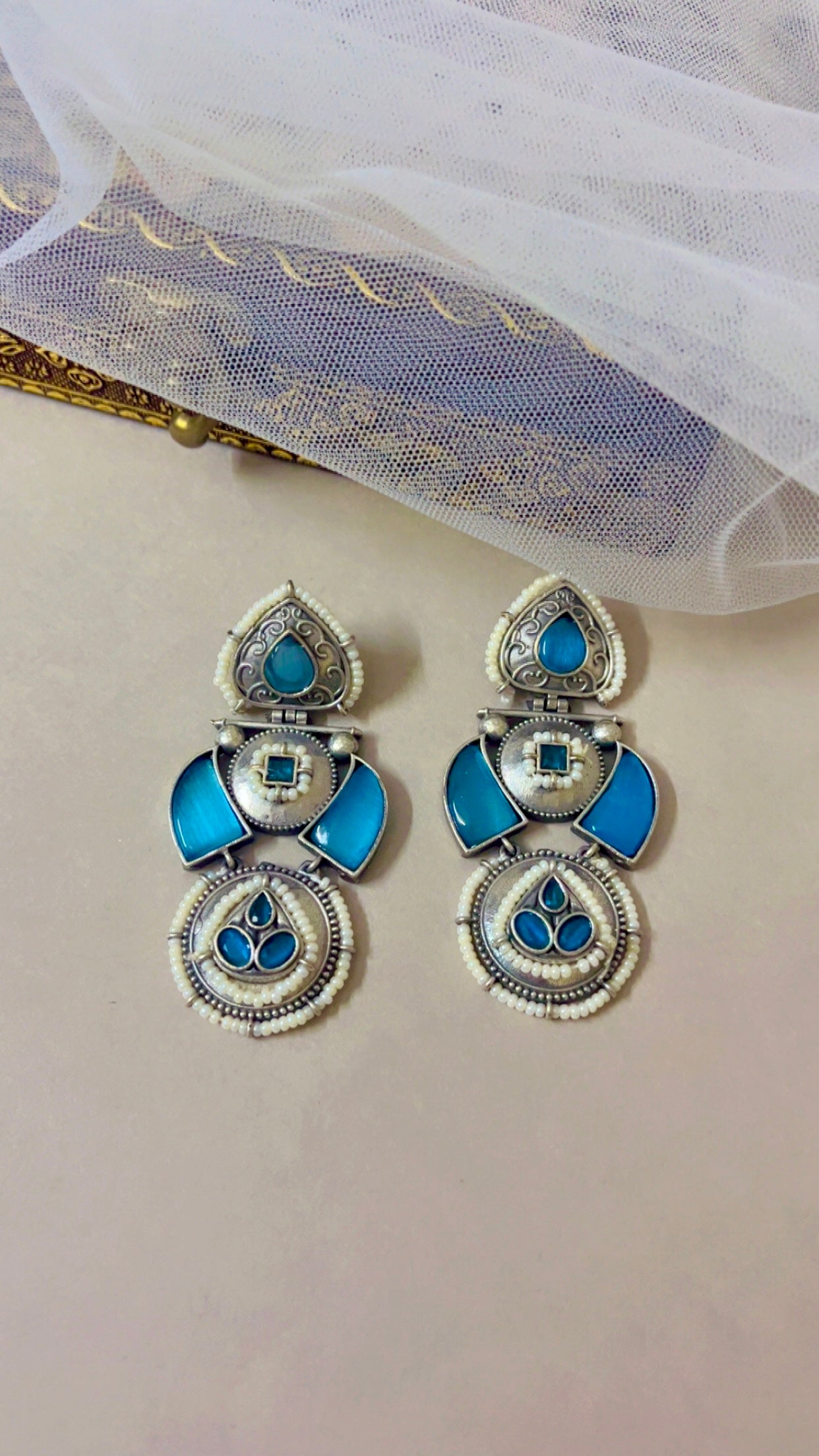 Blue Divya Silver Earring